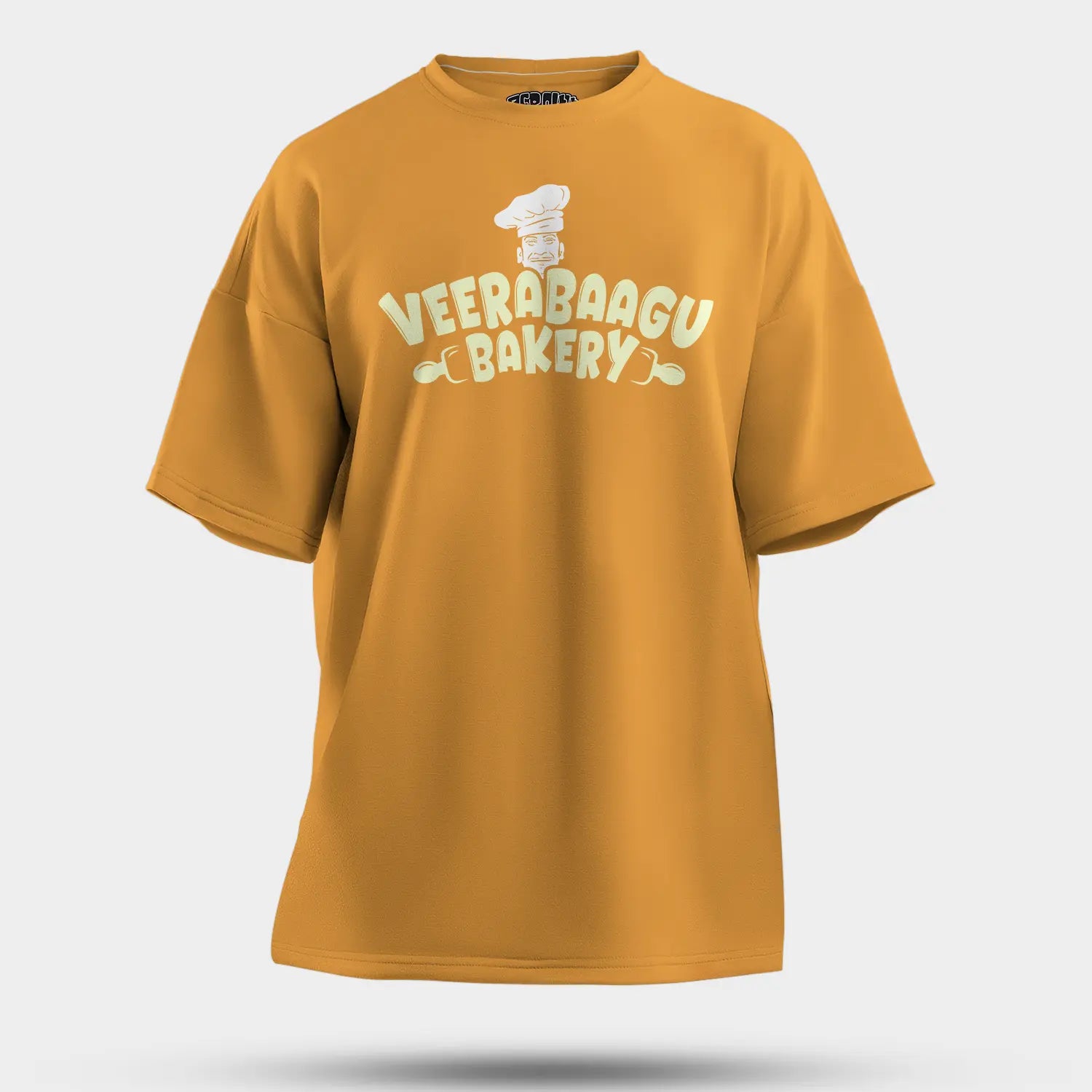 Veerabaagu Bakery Men/Unisex Oversized T-Shirt in Golden Yellow Color