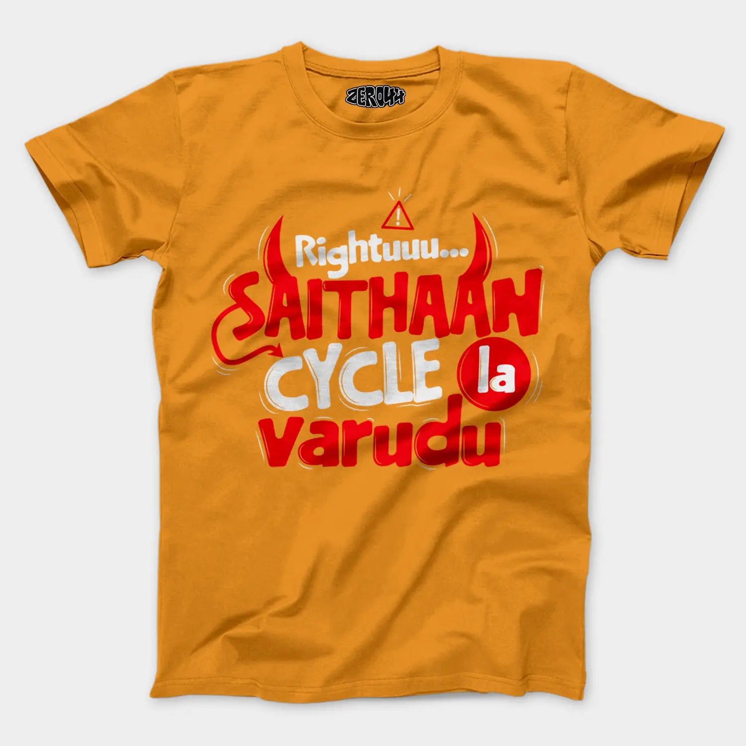 Rightuuu.. Saithaan Cycle La Varudhu Men/Unisex T-Shirt in Golden Yellow Color