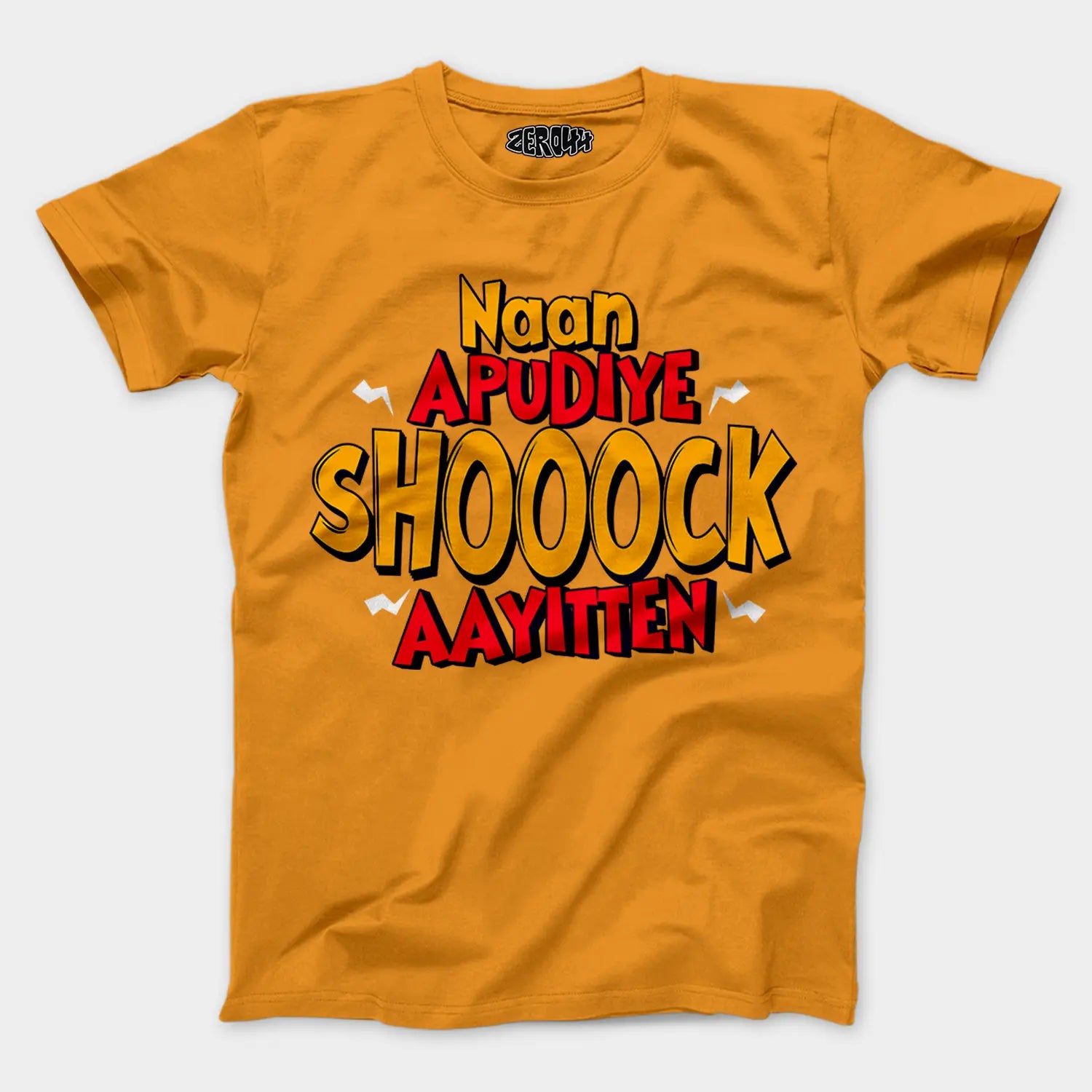 Naan Apudiye Shoooock Aayitten Men/Unisex T-Shirt in Golden Yellow Color