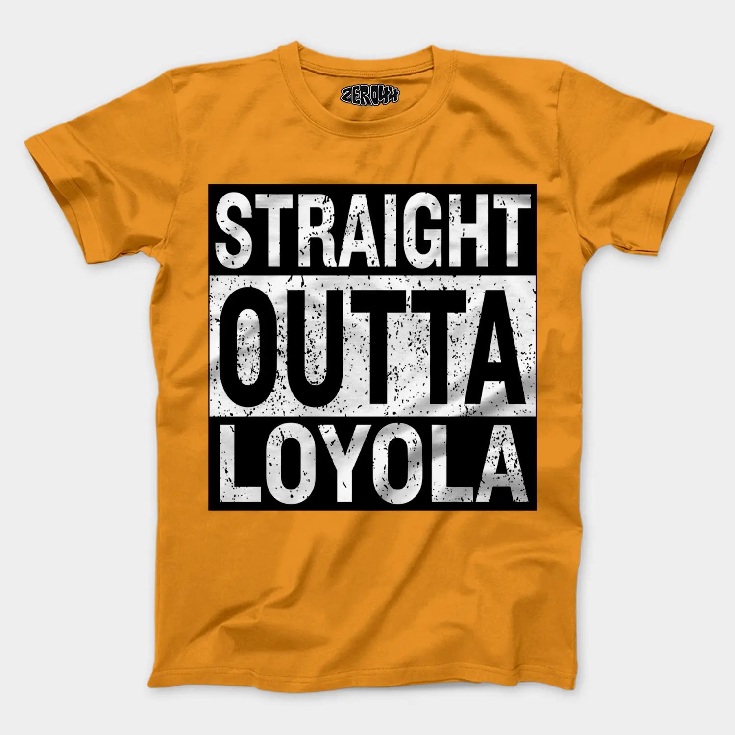 Straight Outta Loyola Men/Unisex T-Shirt in Golden Yellow Color