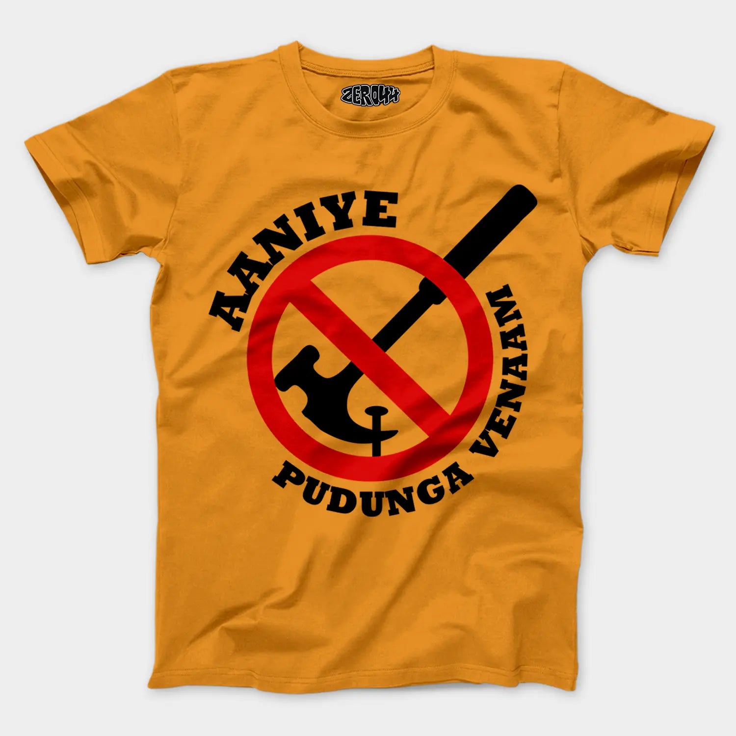 Aaniye Pudunga Venaam Men/Unisex T-Shirt in Golden Yellow Color