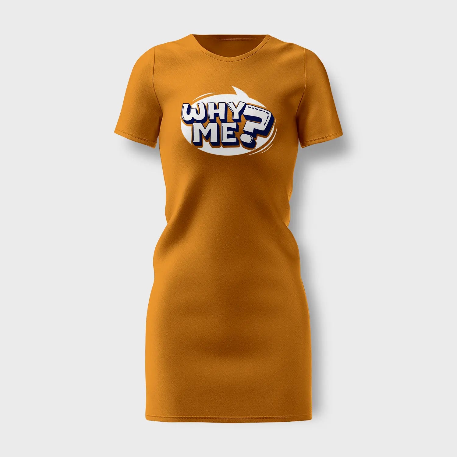 Why Me? Women's T-Shirt Dress in Golden Yellow Color
