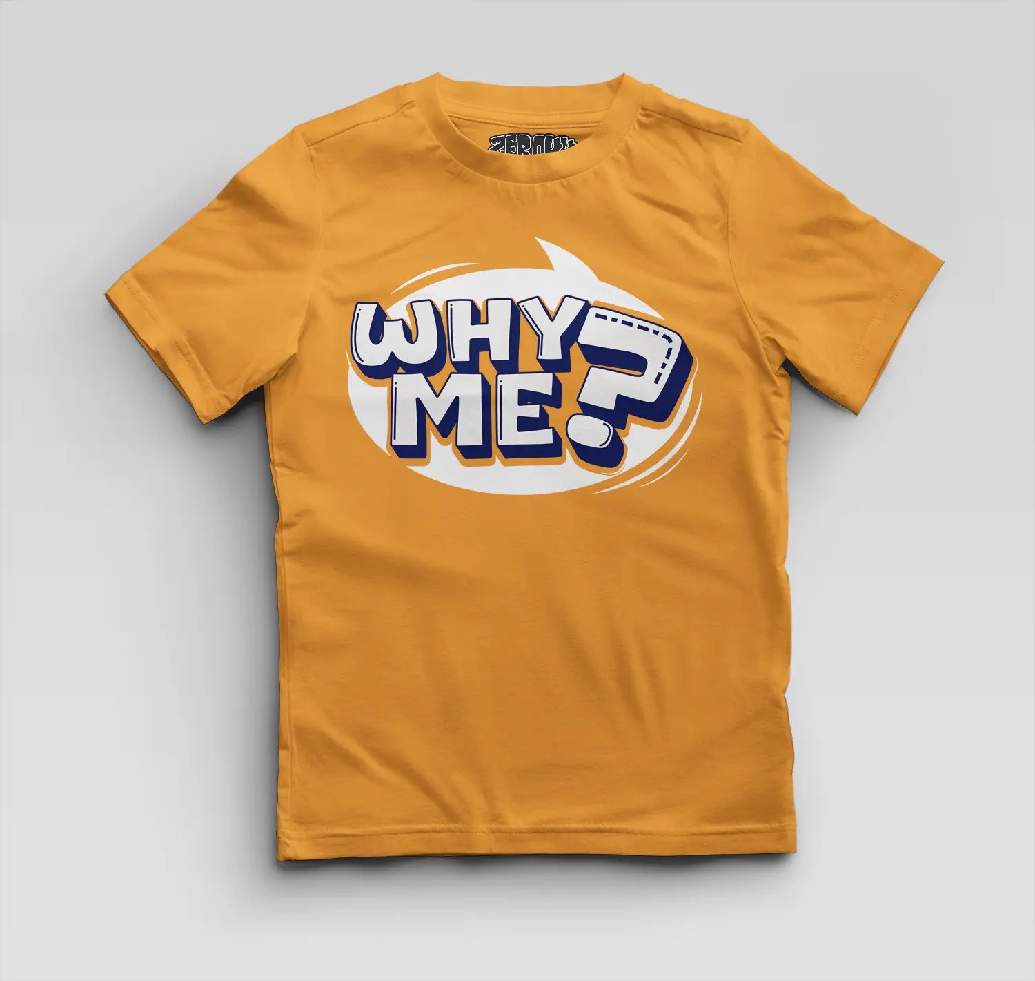 Why Me? Boys Round Neck T-Shirt in Golden Yellow Color