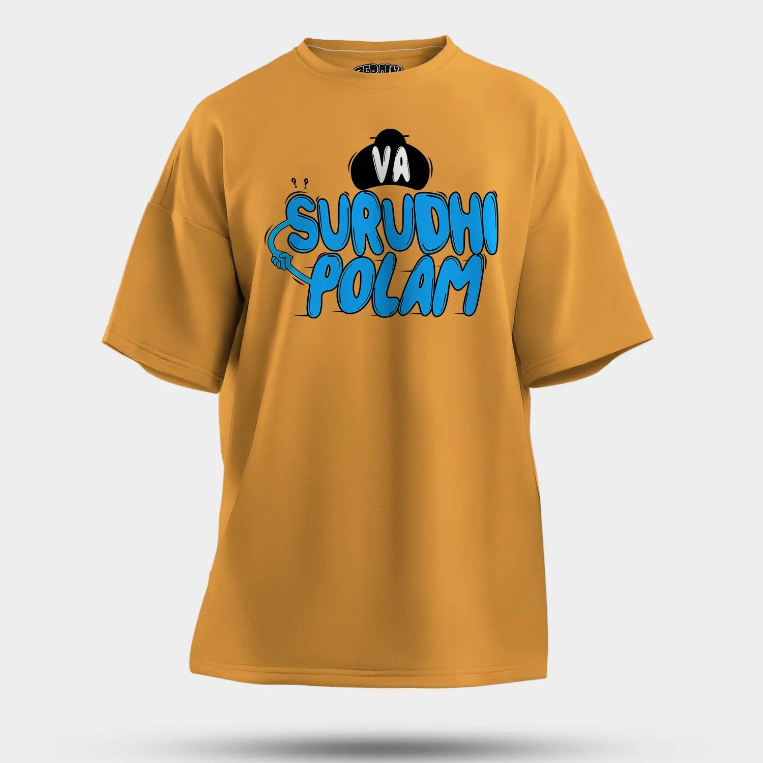 Va Surudhi Polam Men/Unisex Oversized T-Shirt in Golden Yellow Color