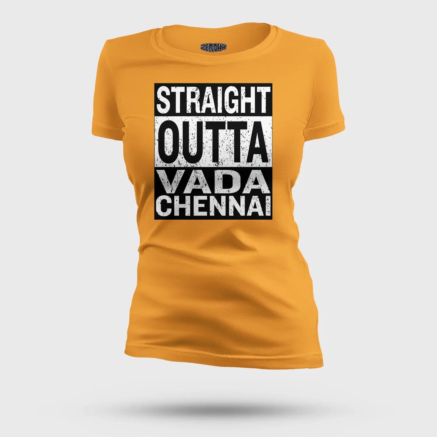 Straight Outta Vada Chennai Women's T-Shirt in Golden Yellow Color