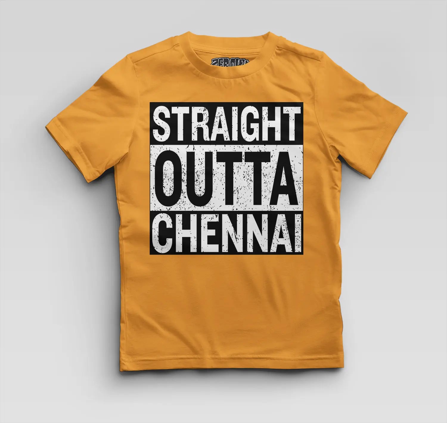 Straight Outta Chennai Boys Round Neck T-Shirt in Golden Yellow Color