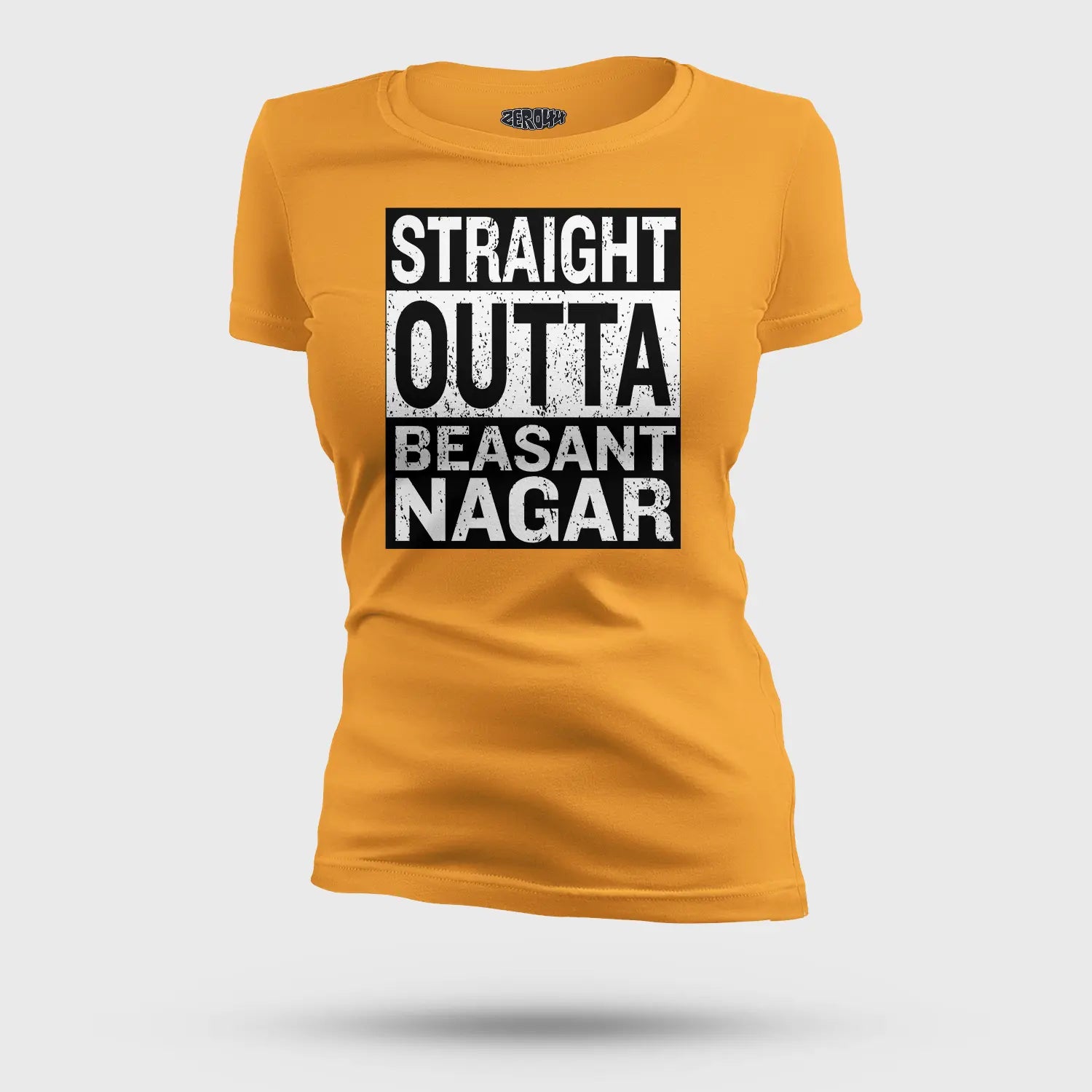 Straight Outta Beasant Nagar Women's T-Shirt in Golden Yellow Color