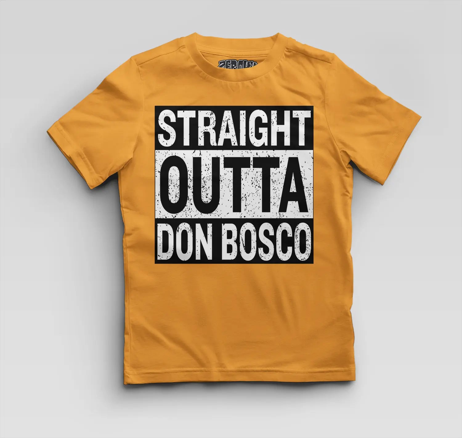 Straight Outta Don Bosco Boys Round Neck T-Shirt in Golden Yellow Color