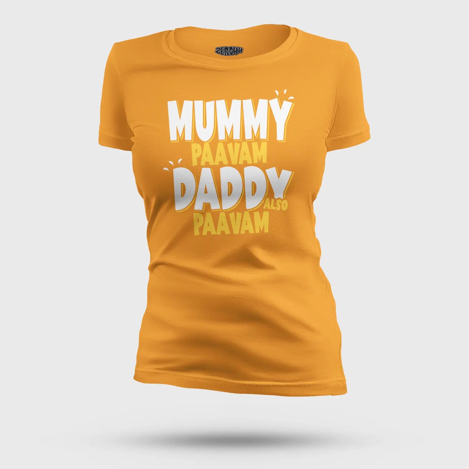 Mummy Paavam, Daddy Also Paavam Women's T-Shirt in Golden Yellow Color