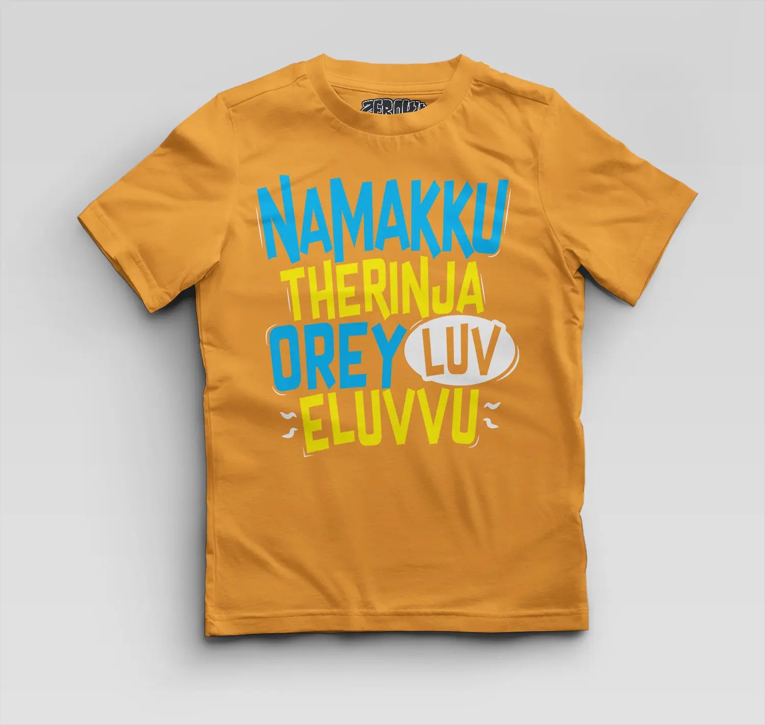 Namakku Therinja Orey Luv, Eluvvu Boys Round Neck T-Shirt in Golden Yellow Color