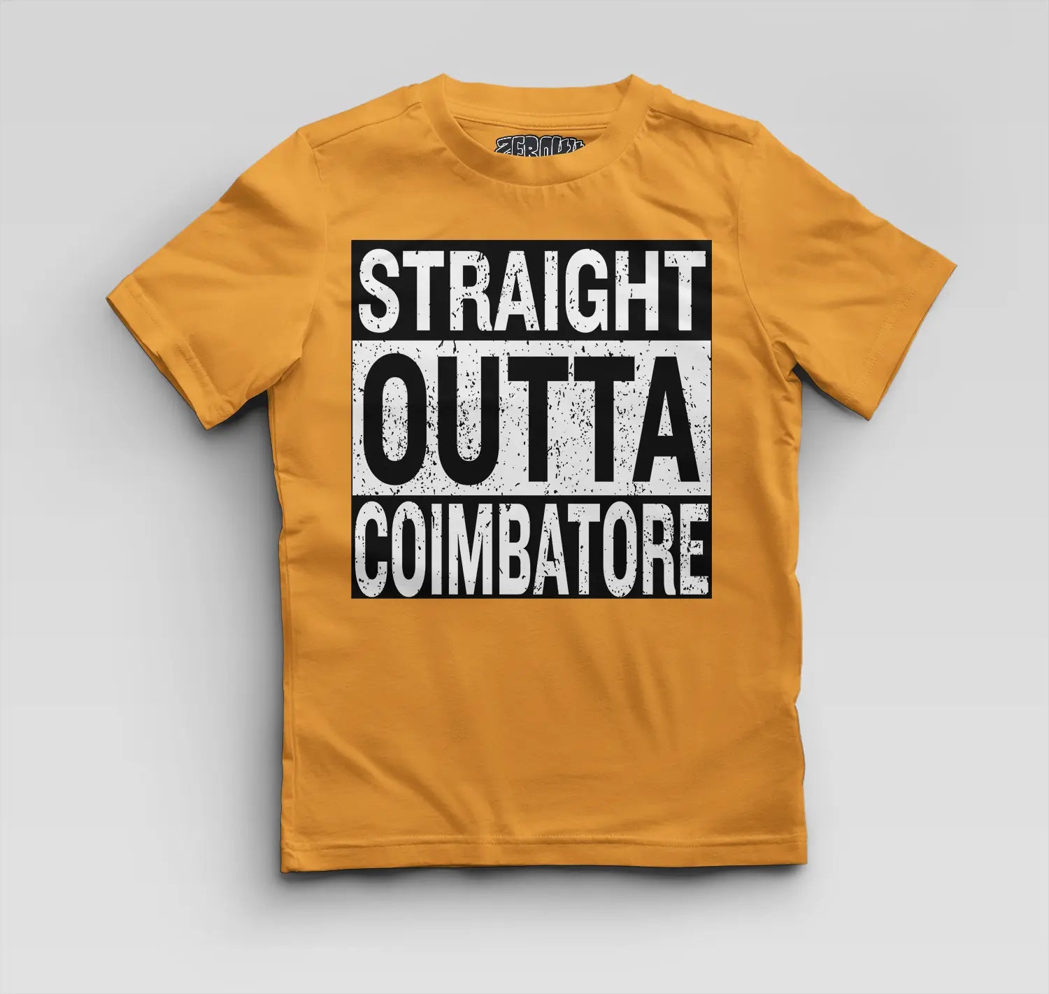 Straight Outta Coimbatore Boys Round Neck T-Shirt in Golden Yellow Color