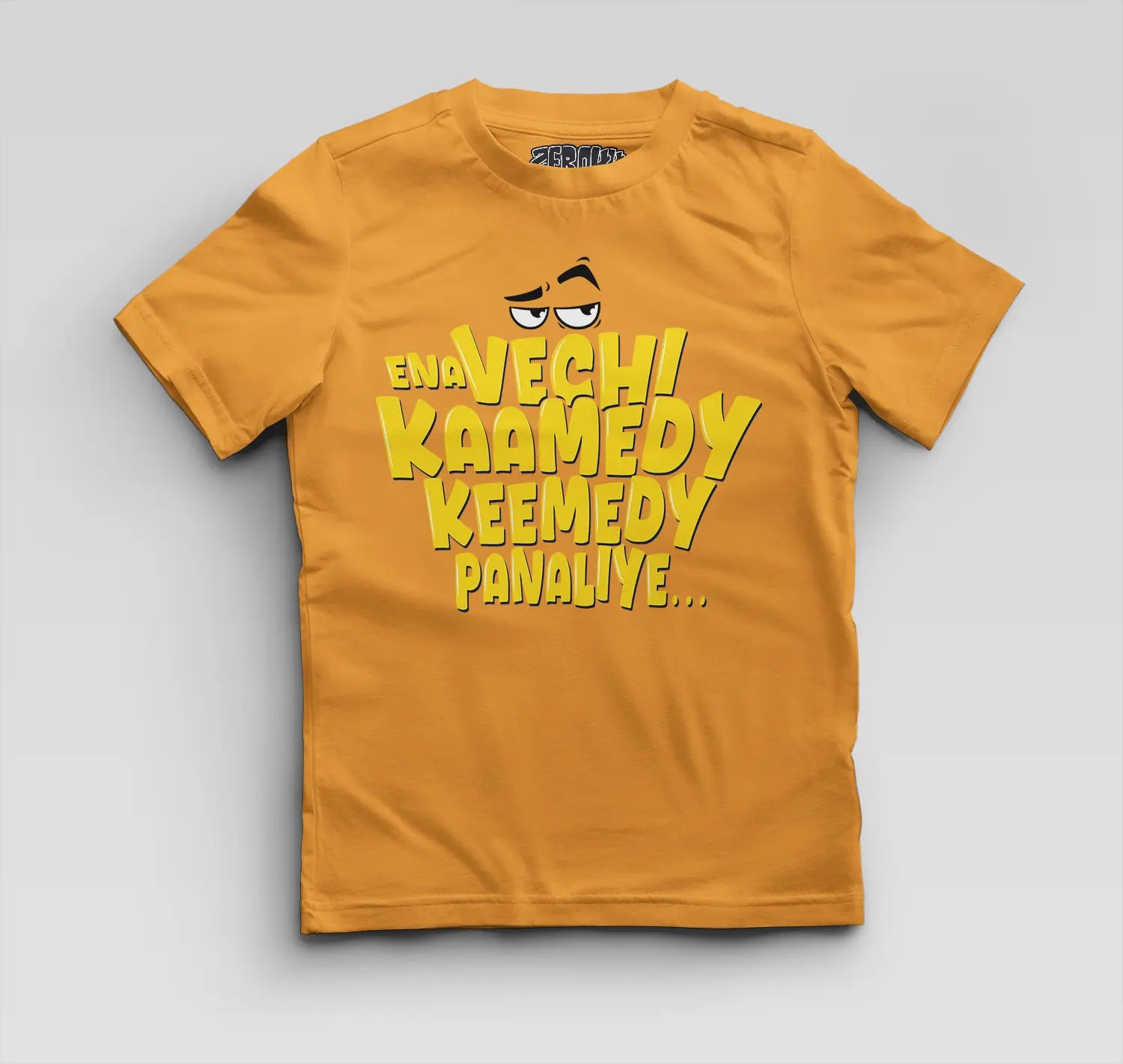 Ena Vechi Kaamedy Keemady Panaliye Boys Round Neck T-Shirt in Golden Yellow Color