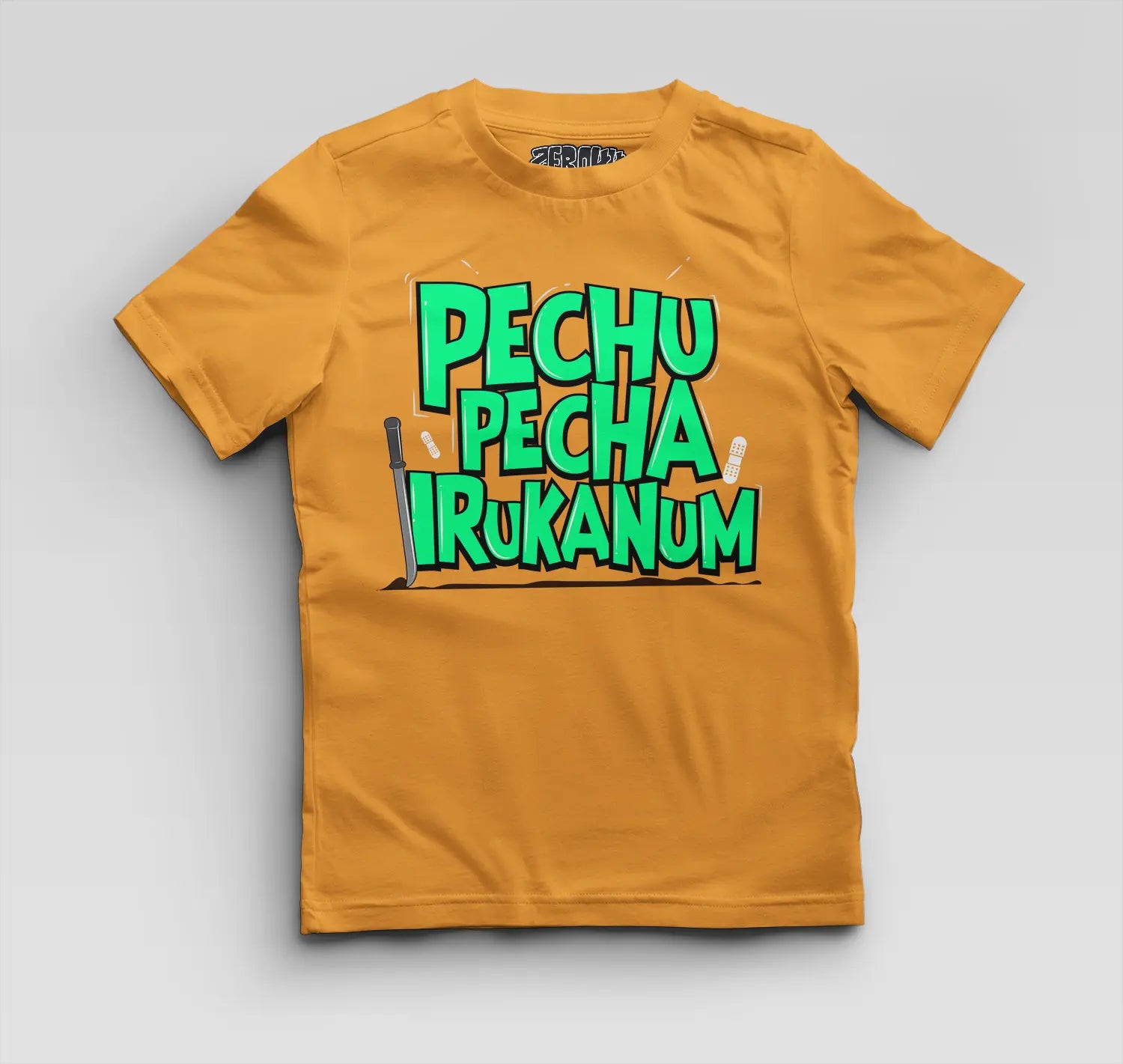 Pechu Pecha Irrukanum Boys Round Neck T-Shirt in Golden Yellow Color