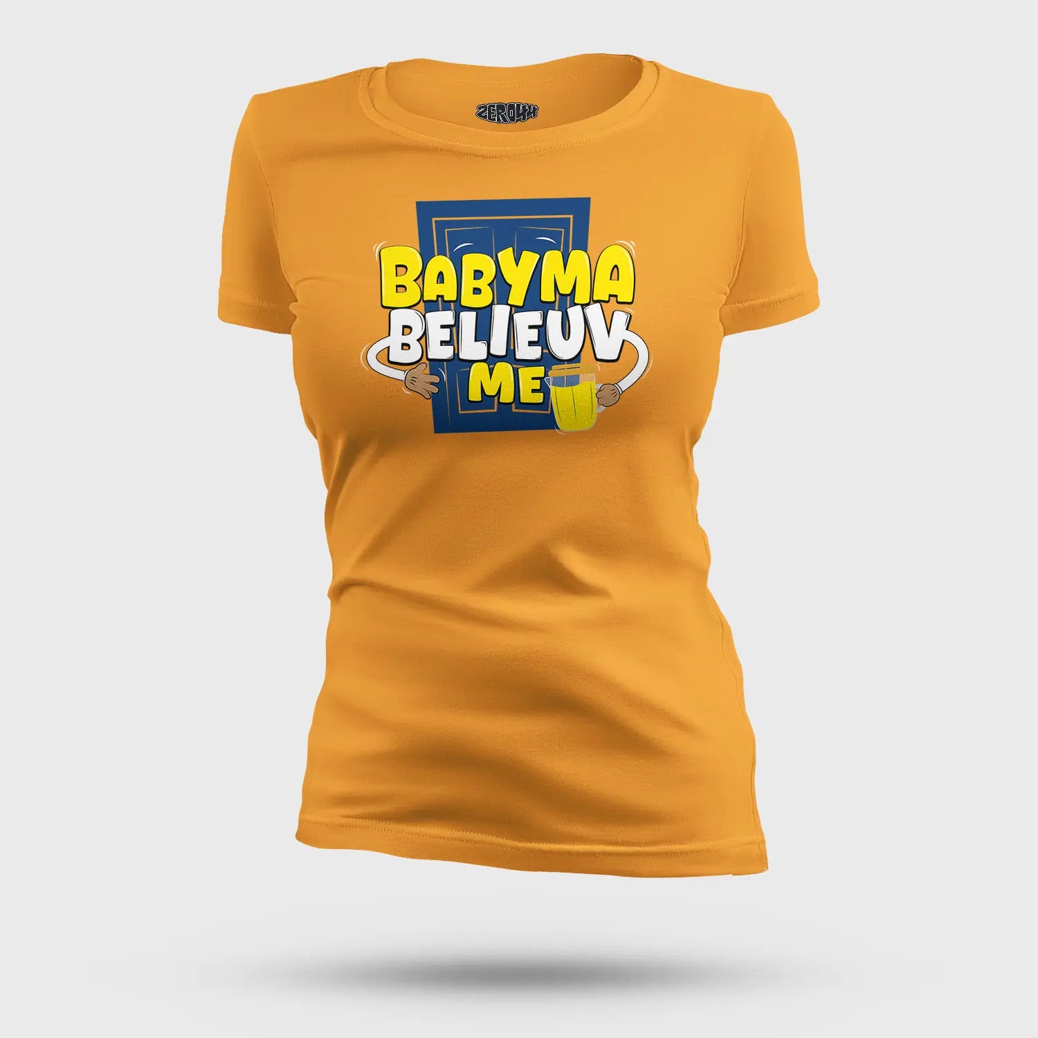 Babyma Belieuv Me Women's T-Shirt in Golden Yellow Color