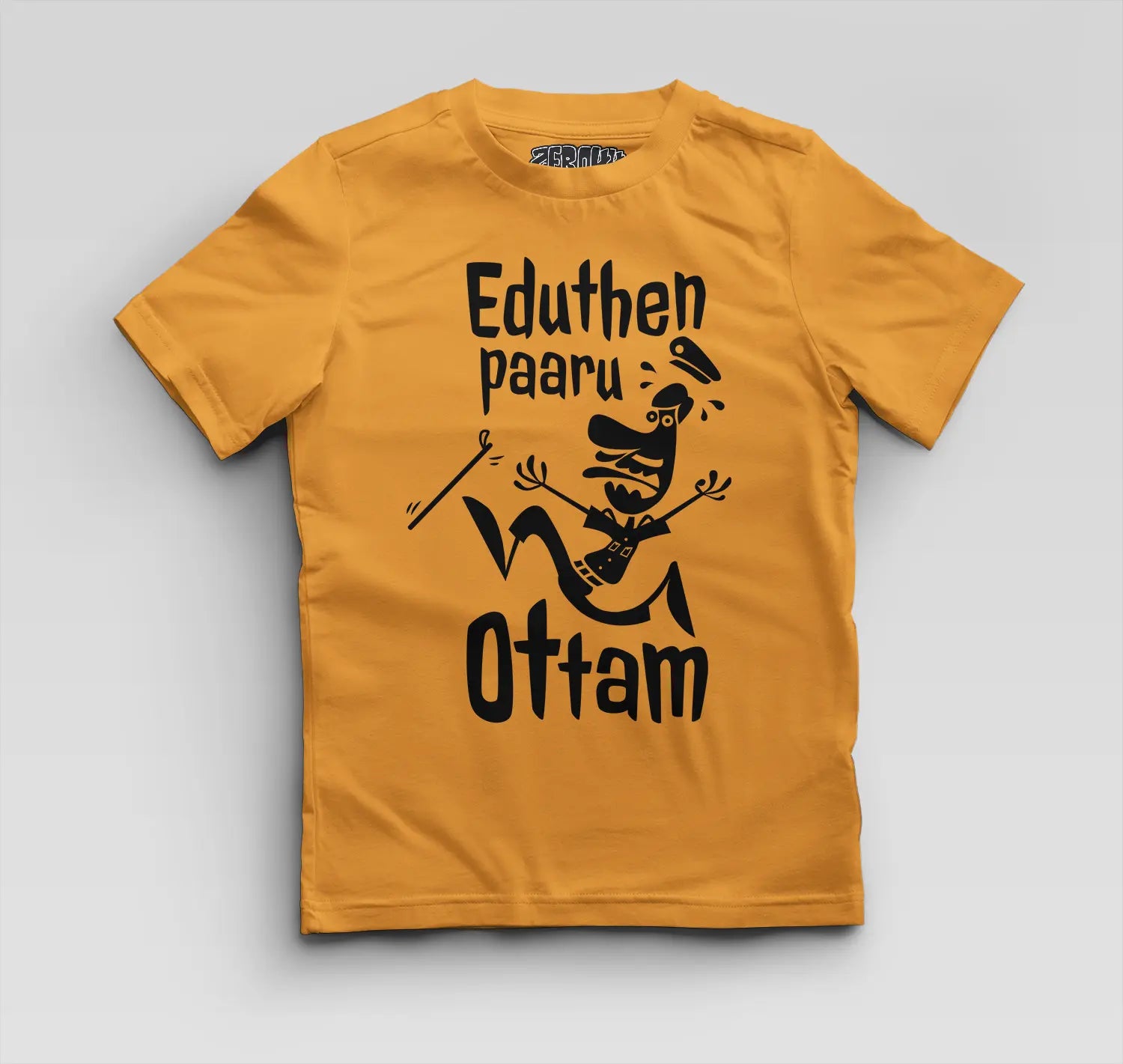 Eduthen Paaru Ottam Boys Round Neck T-Shirt in Golden Yellow Color