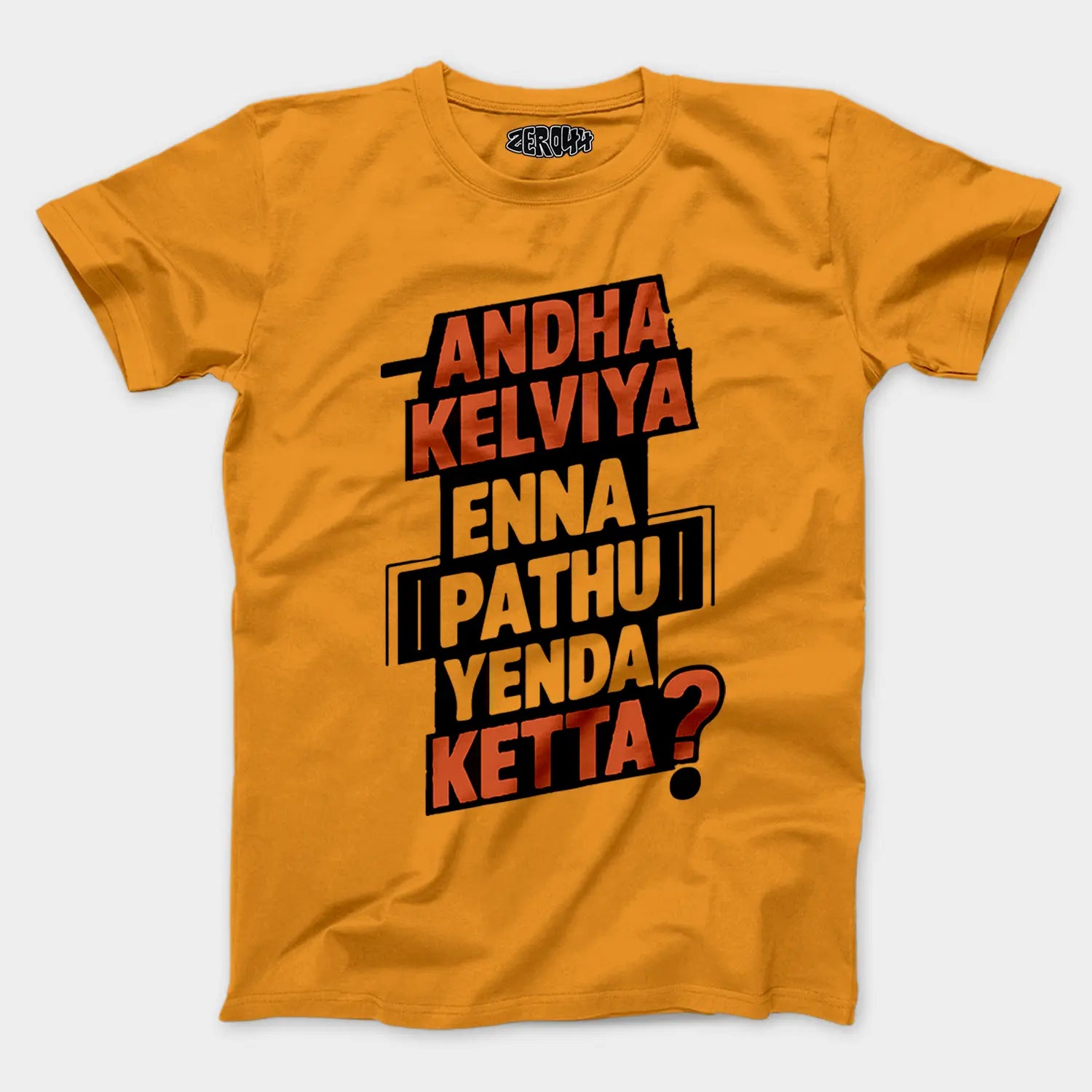 Andha Kelviya Enna Pathu Yenda Ketta Men/Unisex T-Shirt in Golden Yellow Color