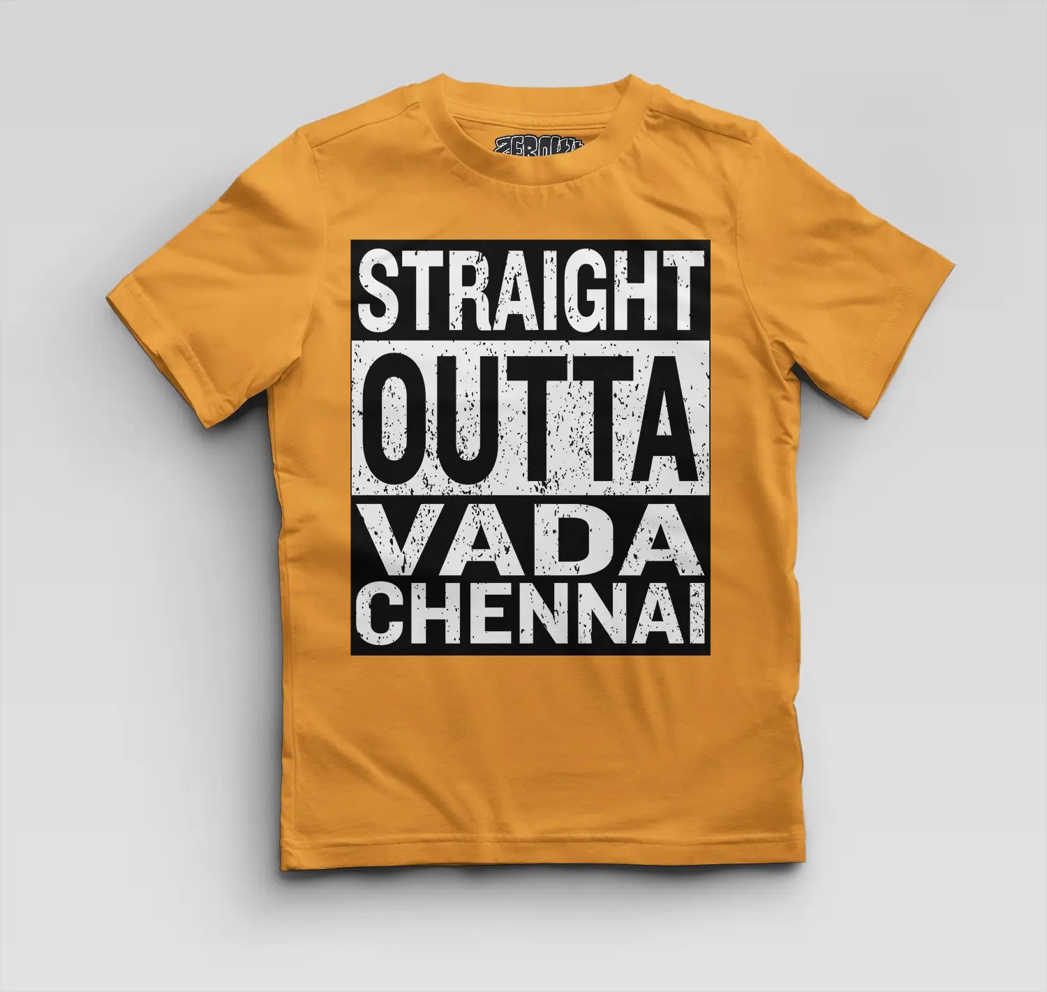 Straight Outta Vada Chennai Boys Round Neck T-Shirt in Golden Yellow Color