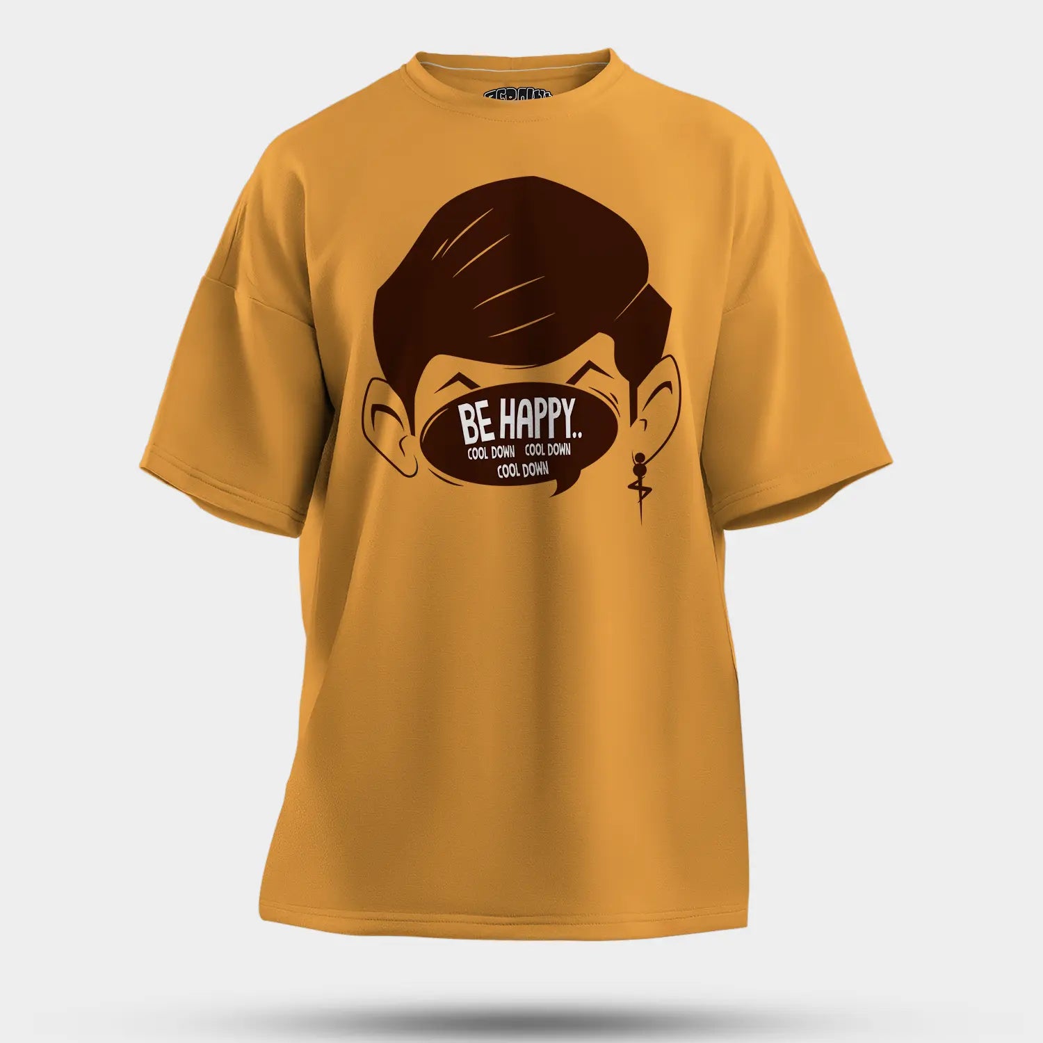 Be Happy Cool Down Cool Down Cool Down Men/Unisex Oversized T-Shirt in Golden Yellow Color