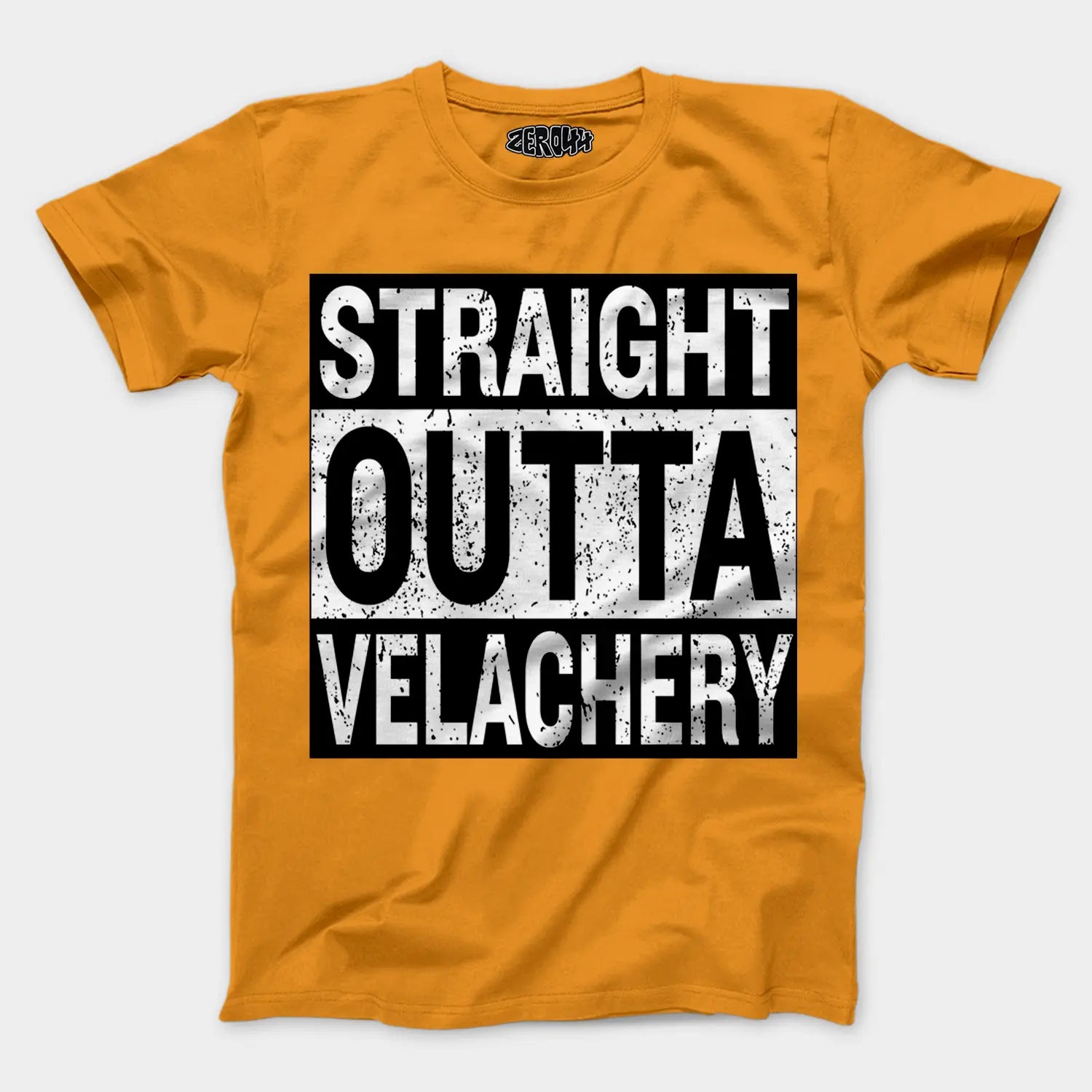 Straight Outta Velachery Men/Unisex T-Shirt in Golden Yellow Color