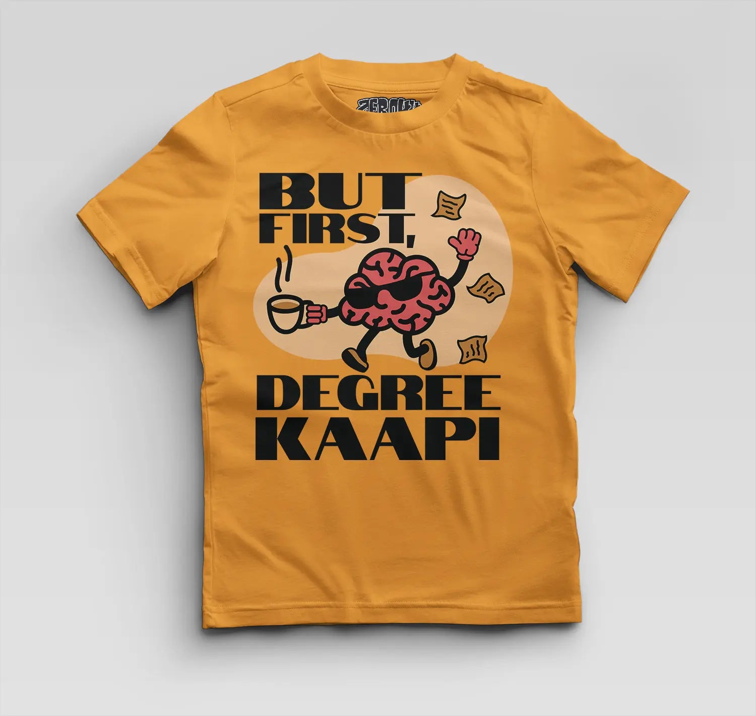 But First Degree Kaapi Boys Round Neck T-Shirt in Golden Yellow Color