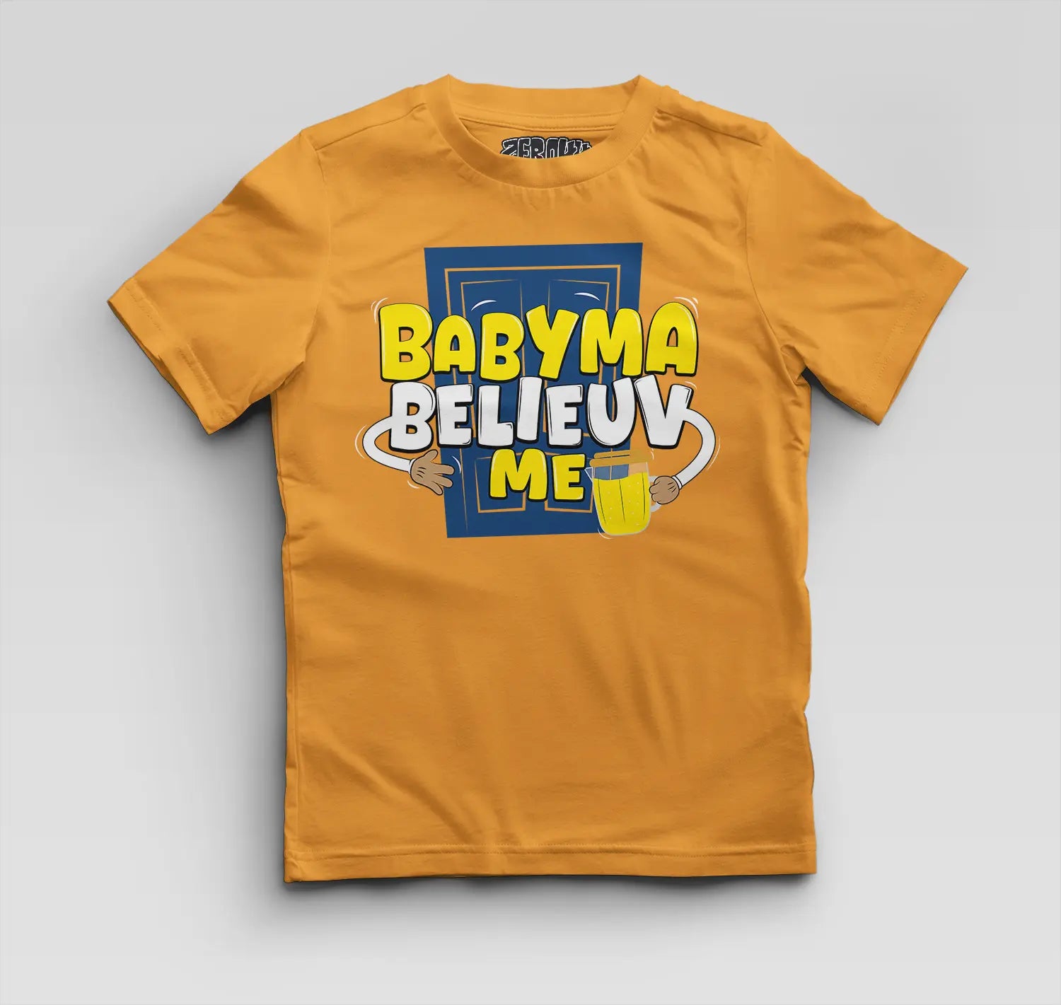 Babyma Belieuv Me Boys Round Neck T-Shirt in Golden Yellow Color