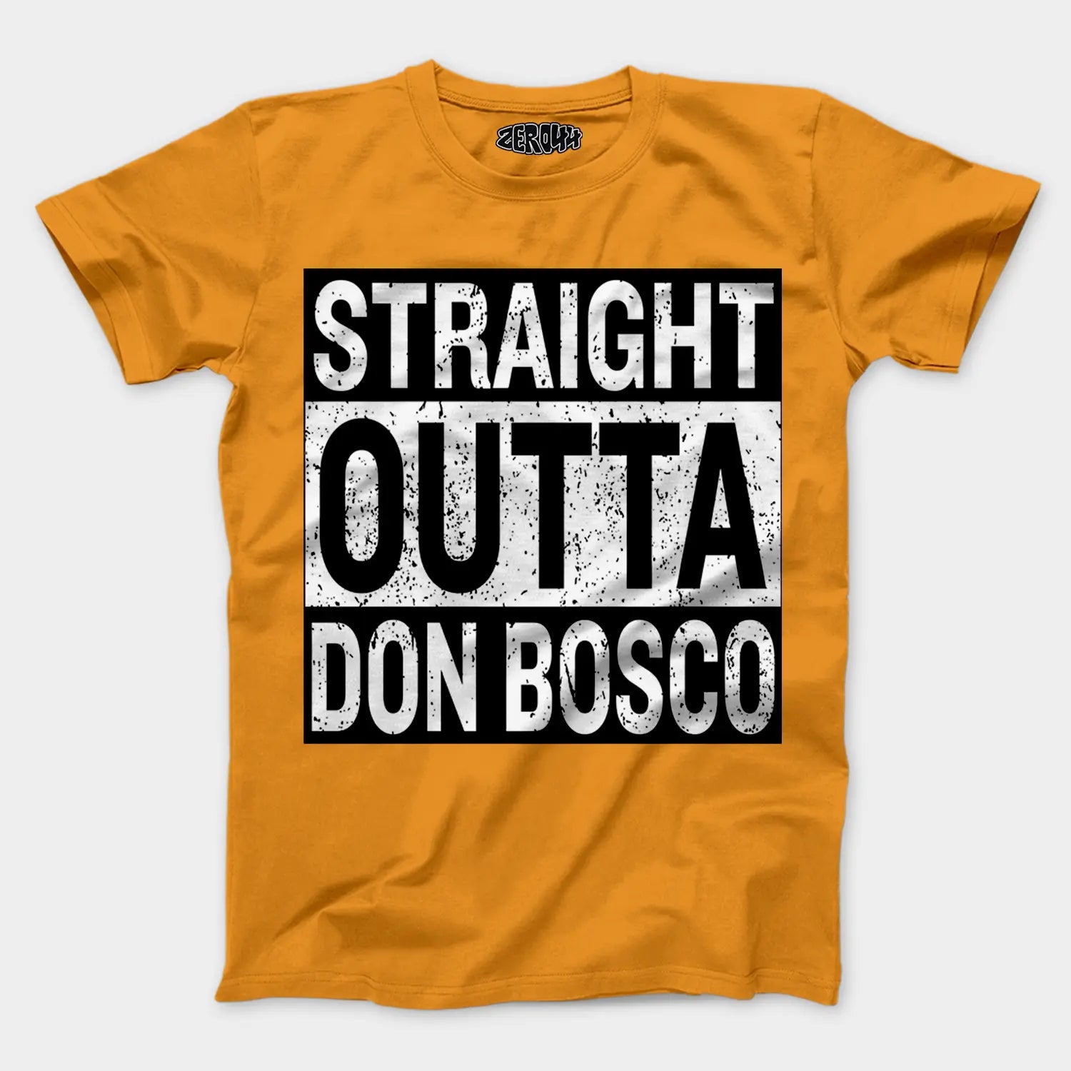 Straight Outta Don Bosco Men/Unisex T-Shirt in Golden Yellow Color