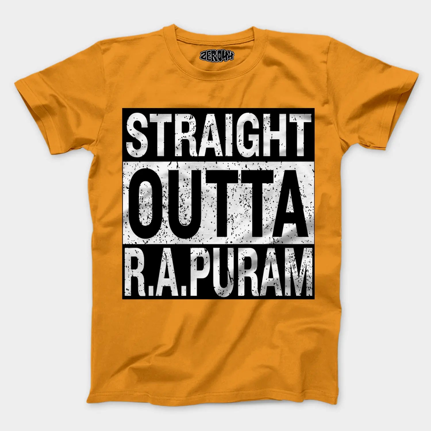 Straight Outta R.a Puram Men/Unisex T-Shirt in Golden Yellow Color