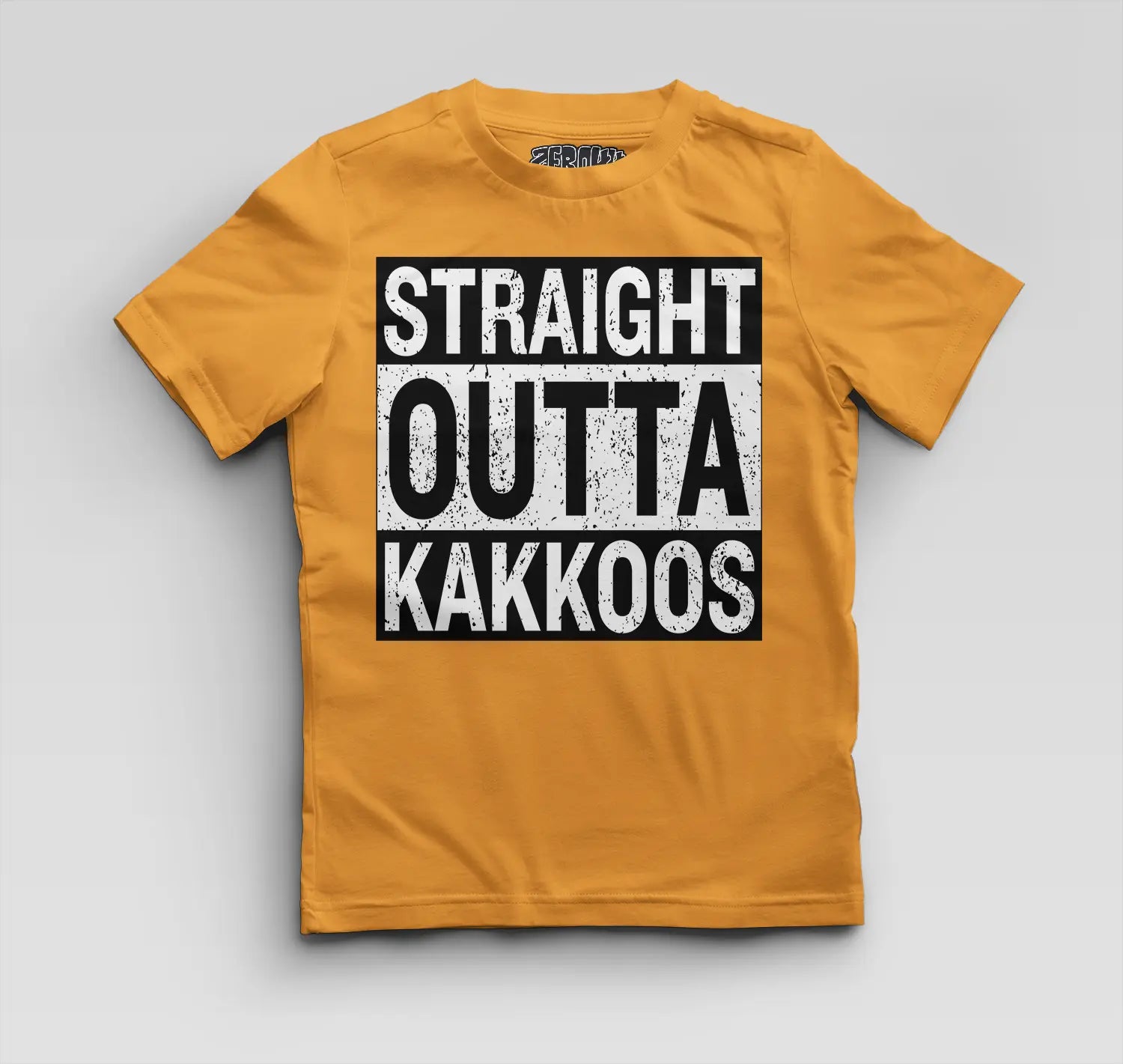Straight Outta Kakkoos Boys Round Neck T-Shirt in Golden Yellow Color