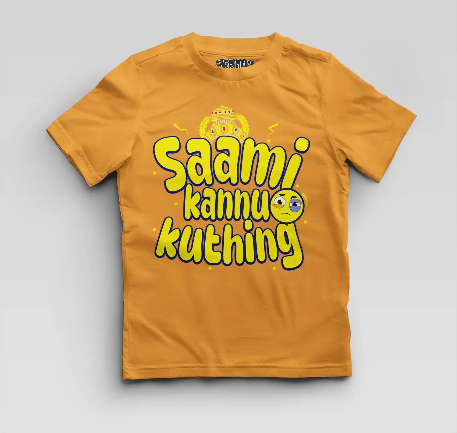 Saami Kannu Kuthing Boys Round Neck T-Shirt in Golden Yellow Color