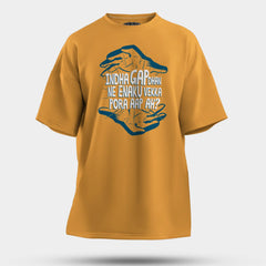Indha Gap Dhan Ne Enaku Vekka Pora Aap Ah? Men/Unisex Oversized T-Shirt in Golden Yellow Color