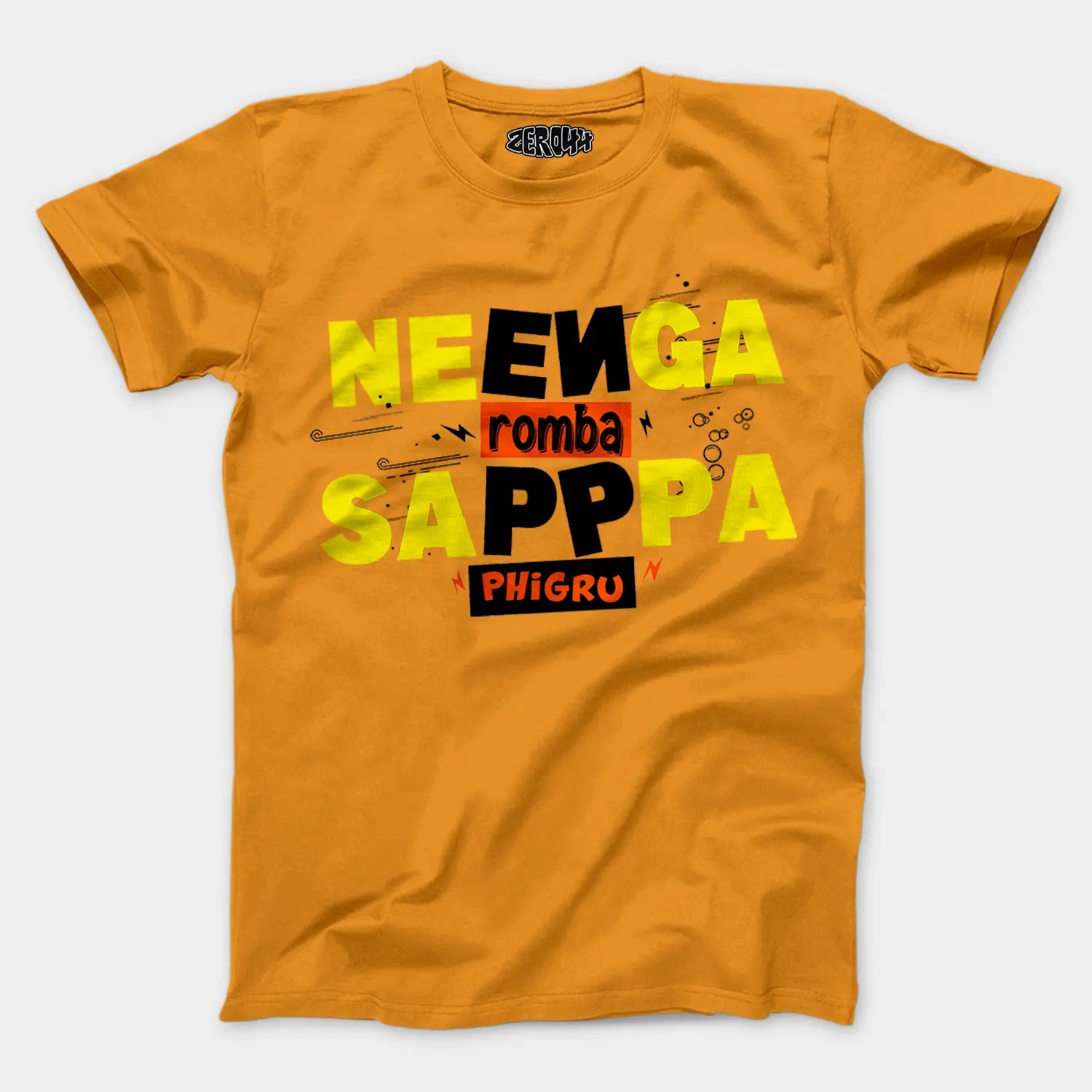 Neenga Romba Sappaa Phigru Men/Unisex T-Shirt in Golden Yellow Color