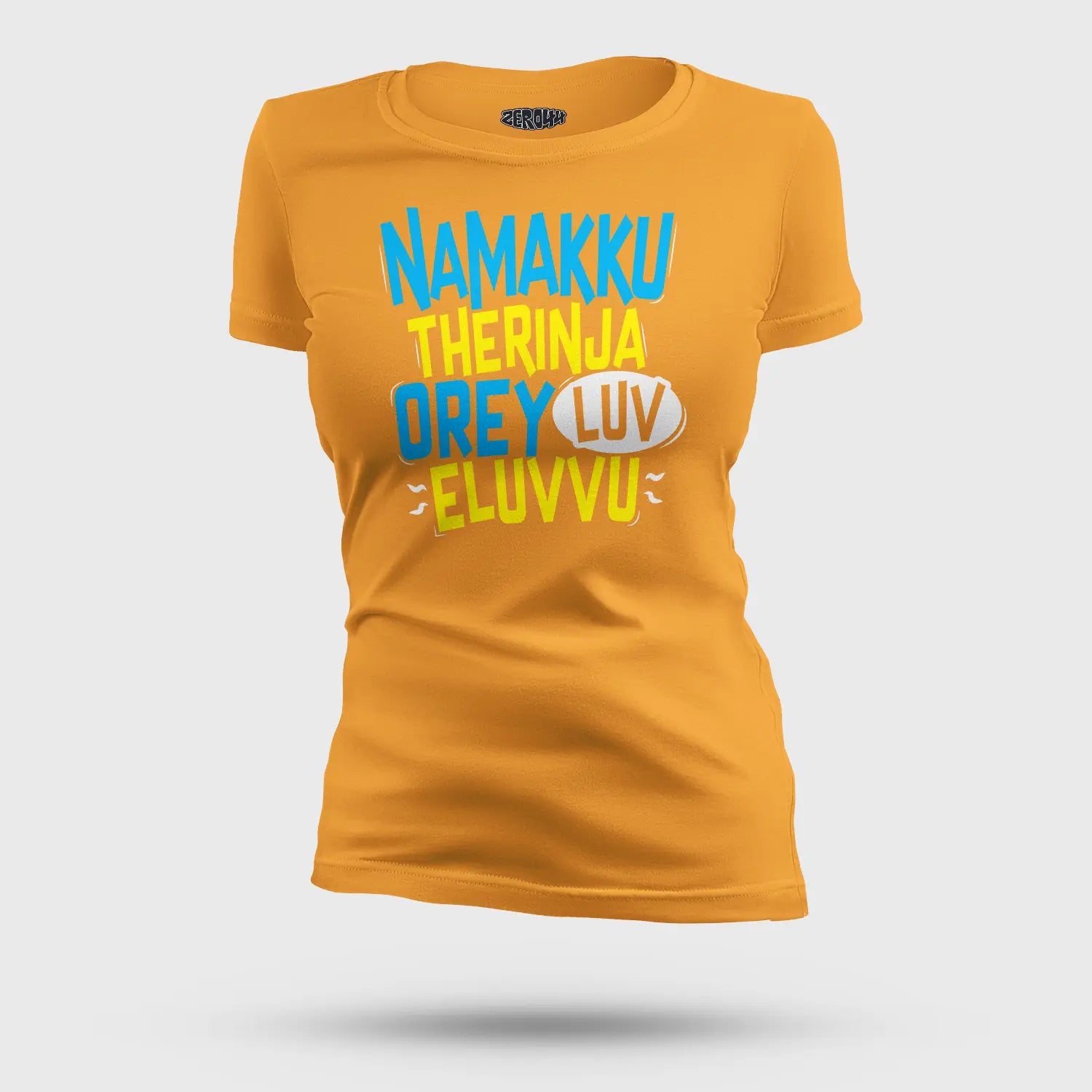 Namakku Therinja Orey Luv, Eluvvu Women's T-Shirt in Golden Yellow Color