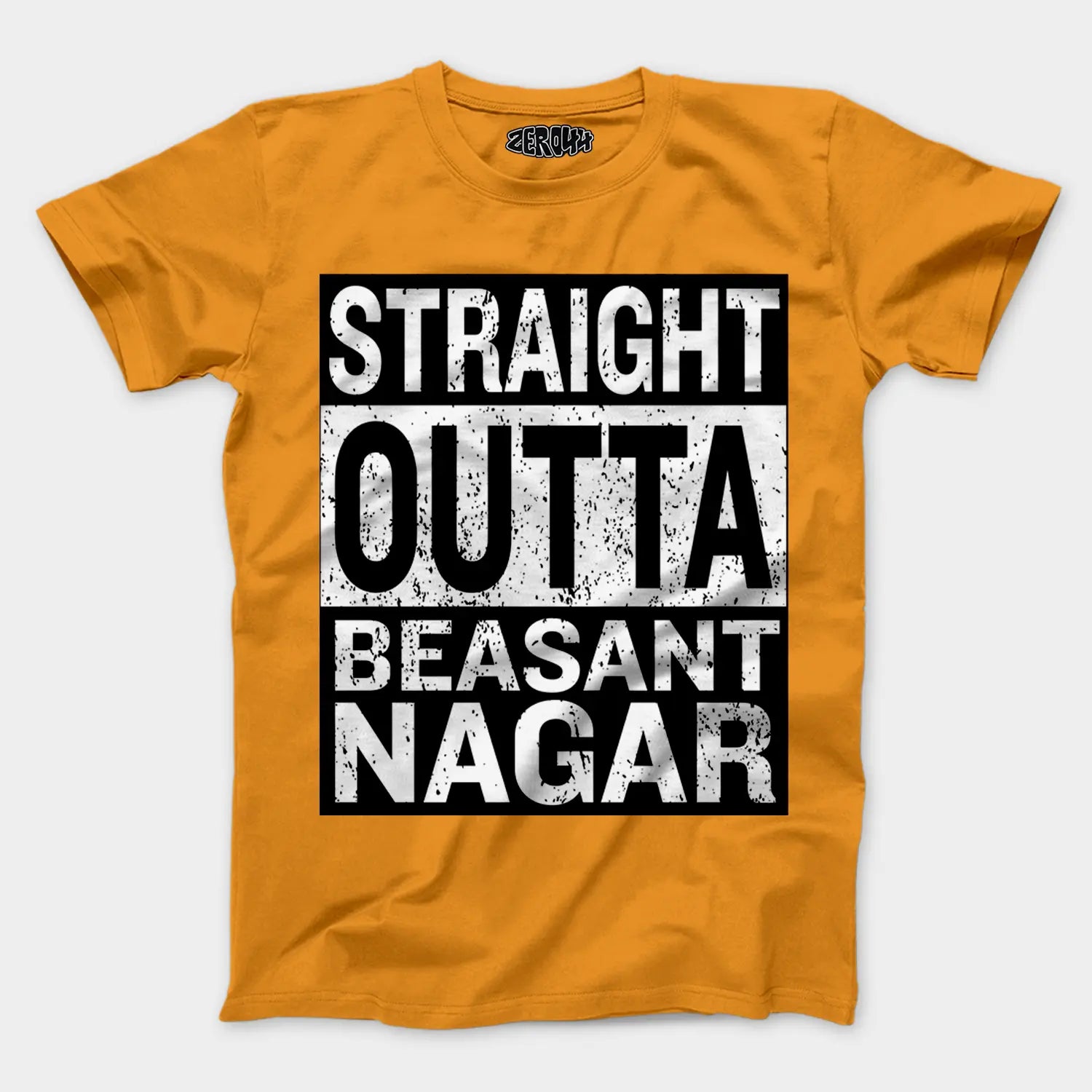 Straight Outta Beasant Nagar Men/Unisex T-Shirt in Golden Yellow Color