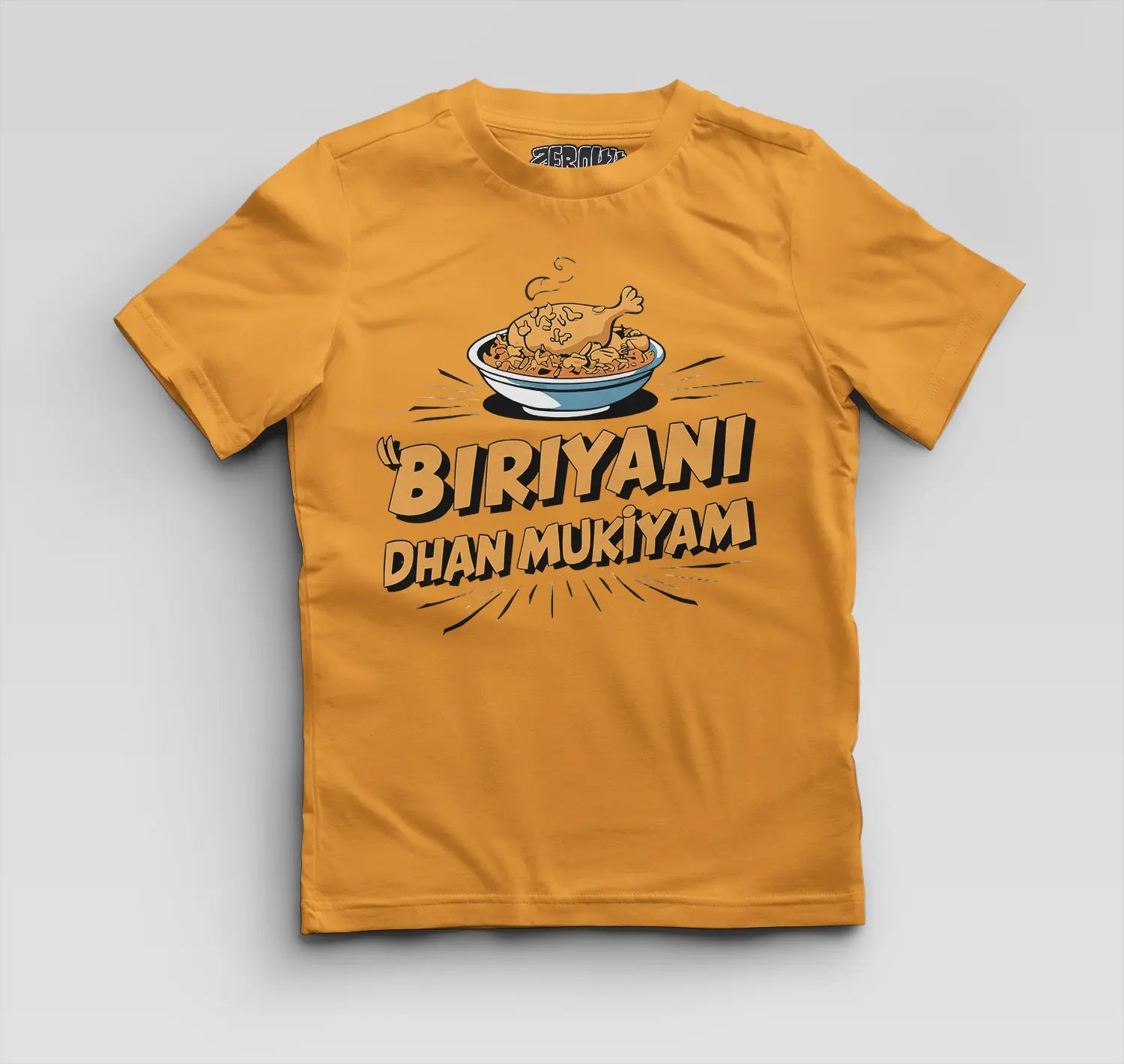 Biriyani Dhan Mukiyam Boys Round Neck T-Shirt in Golden Yellow Color