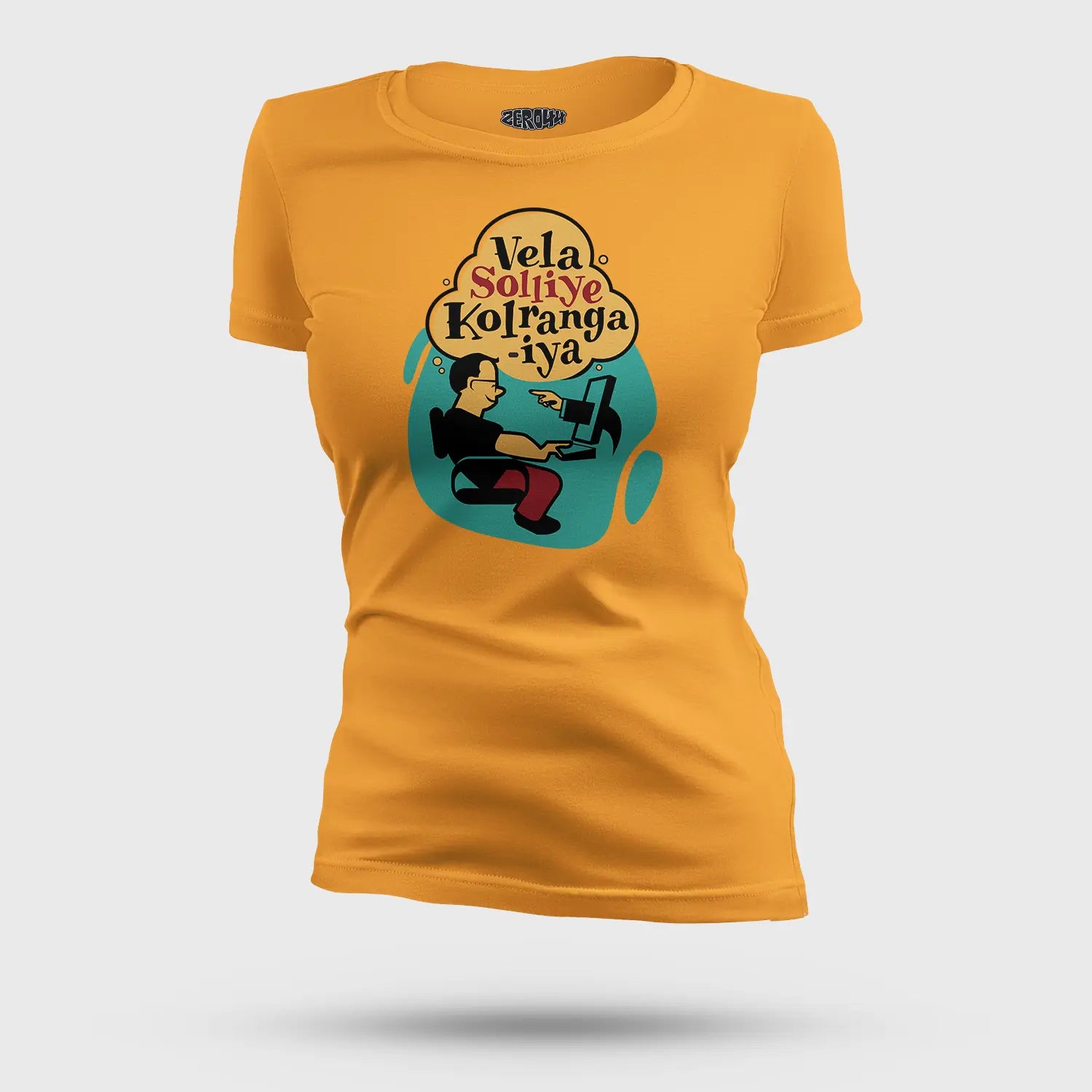 Vela Soliye Kolrangaiya Women's T-Shirt in Golden Yellow Color