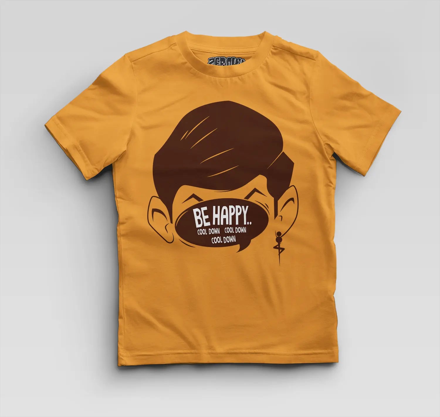 Be Happy Cool Down Cool Down Cool Down Boys Round Neck T-Shirt in Golden Yellow Color