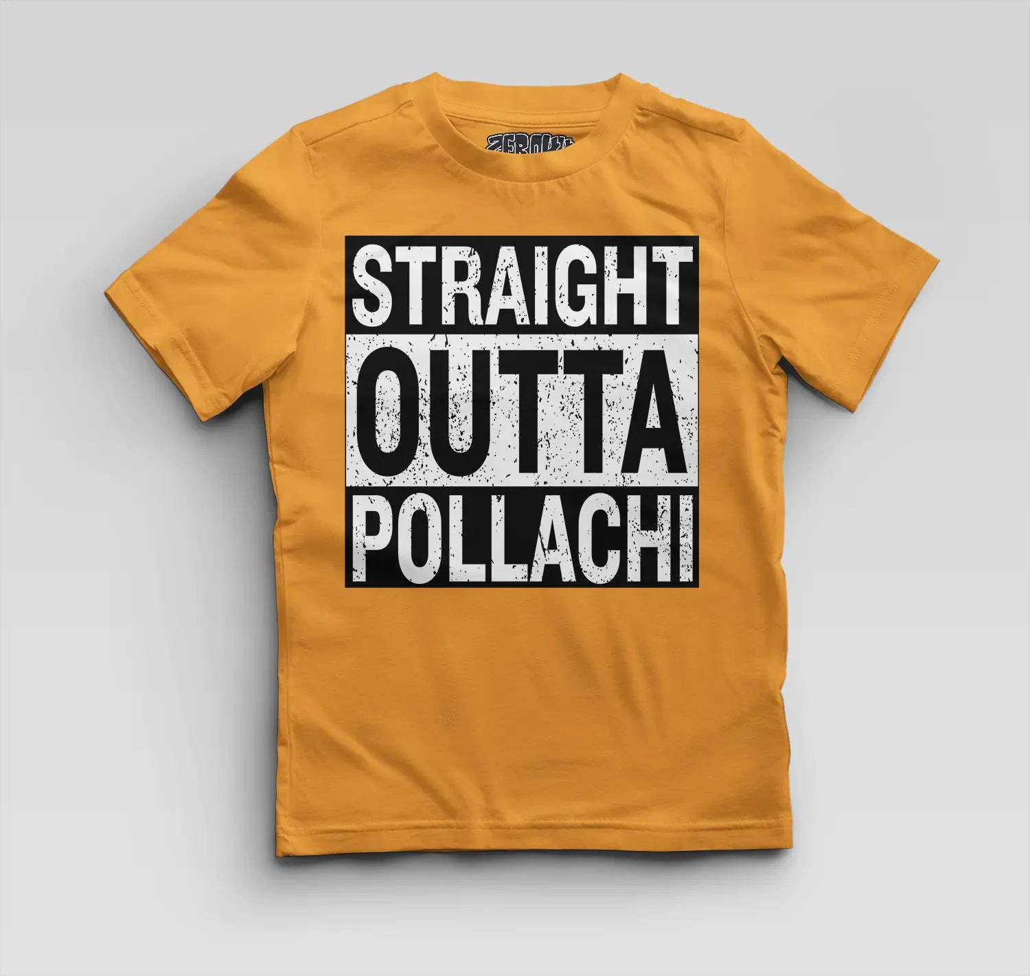 Straight Outta Pollachi Boys Round Neck T-Shirt in Golden Yellow Color