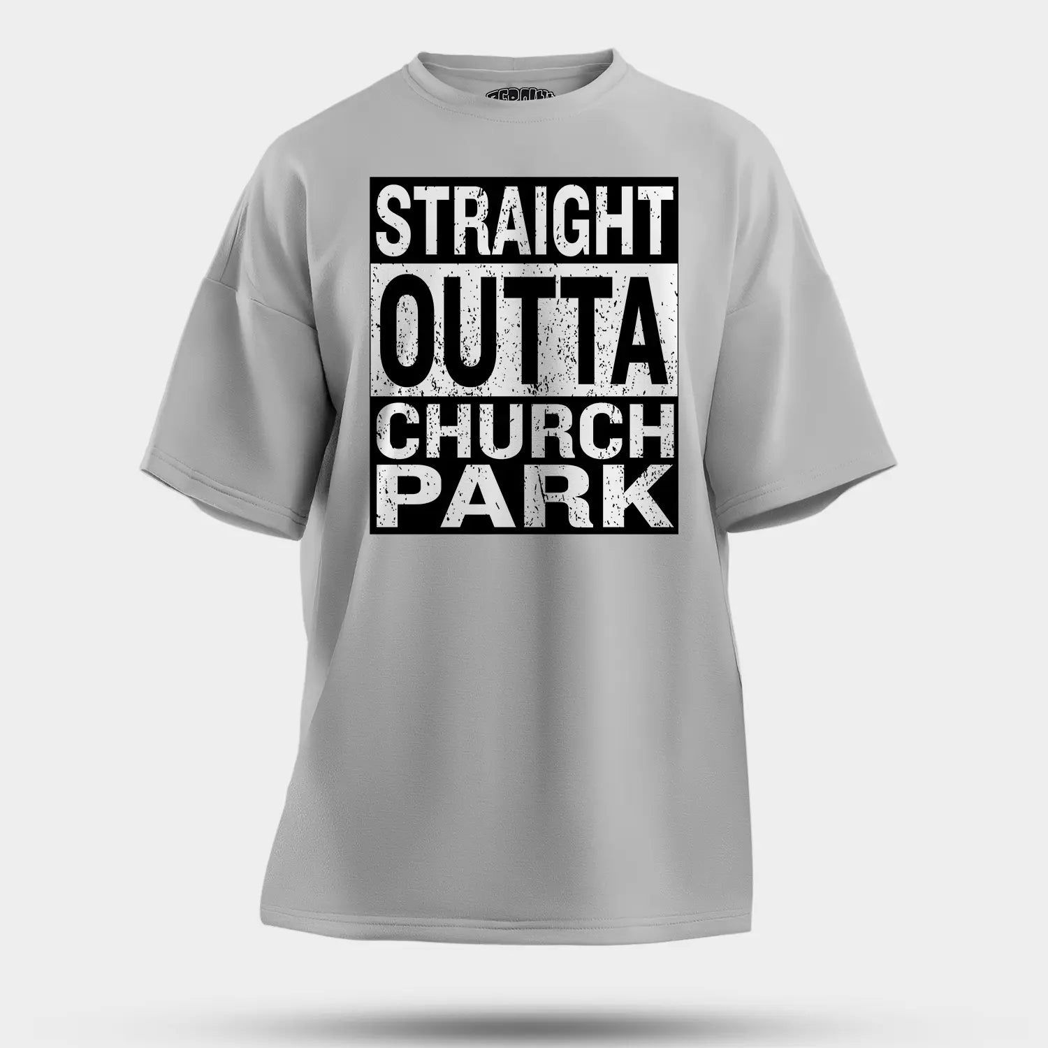Straight Outta Church Park Men/Unisex Oversized T-Shirt in Grey Melange Color