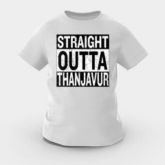 Straight Outta Thanjavur Girls Round Neck T-Shirt in Grey Melange Color