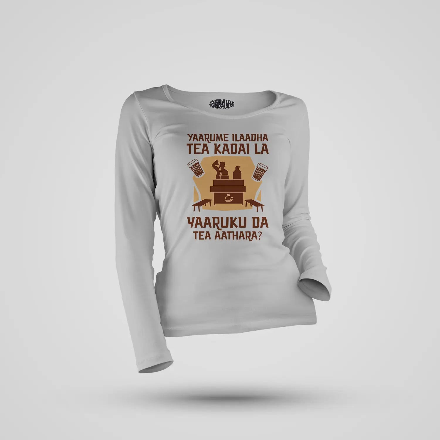 Yaarume Ilaadha Tea Kadai La Yaaruku Da Tea Aathara? Women's Long Sleeve T-Shirt in Grey Melange Color