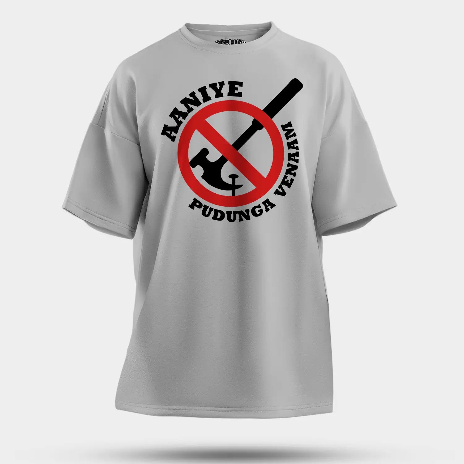 Aaniye Pudunga Venaam Men/Unisex Oversized T-Shirt in Grey Melange Color