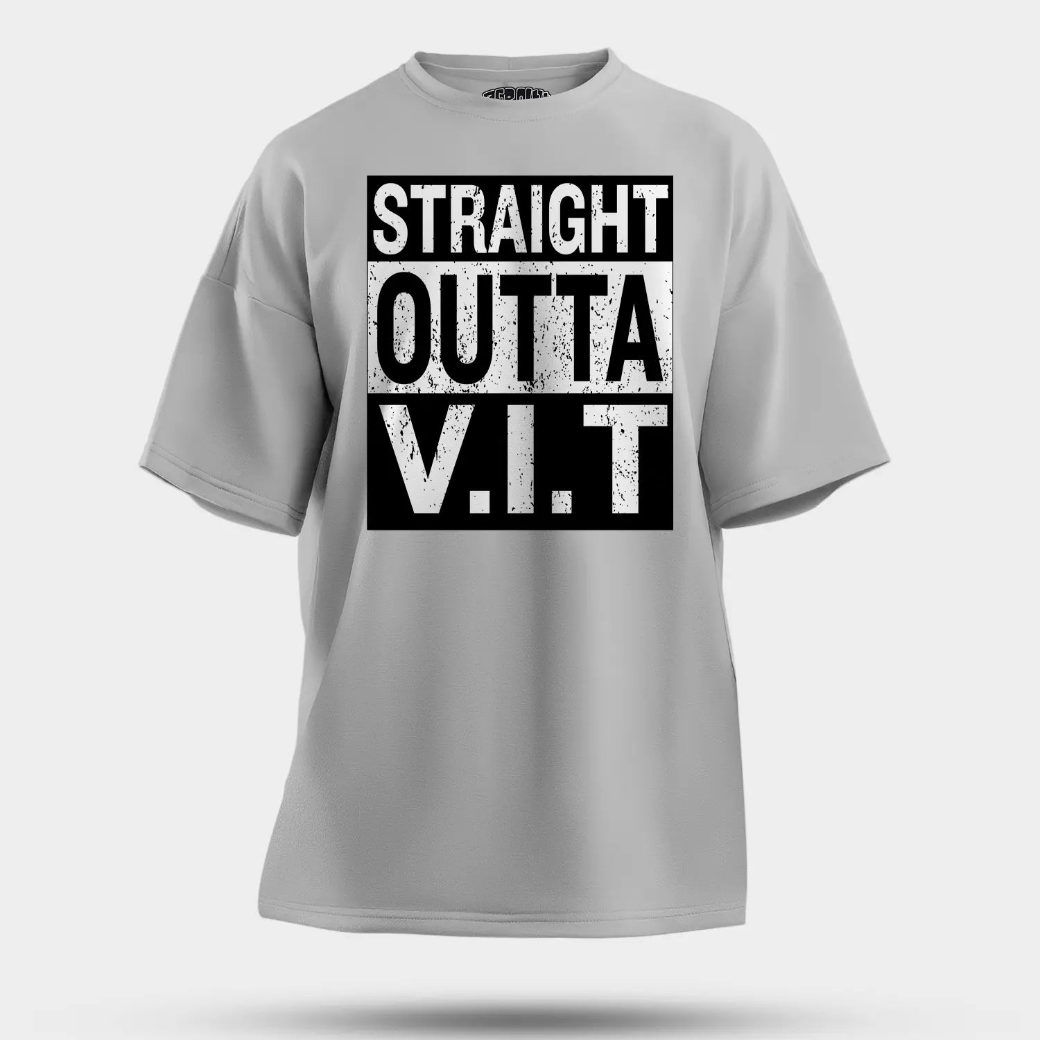 Straight Outta Vit Men/Unisex Oversized T-Shirt in Grey Melange Color