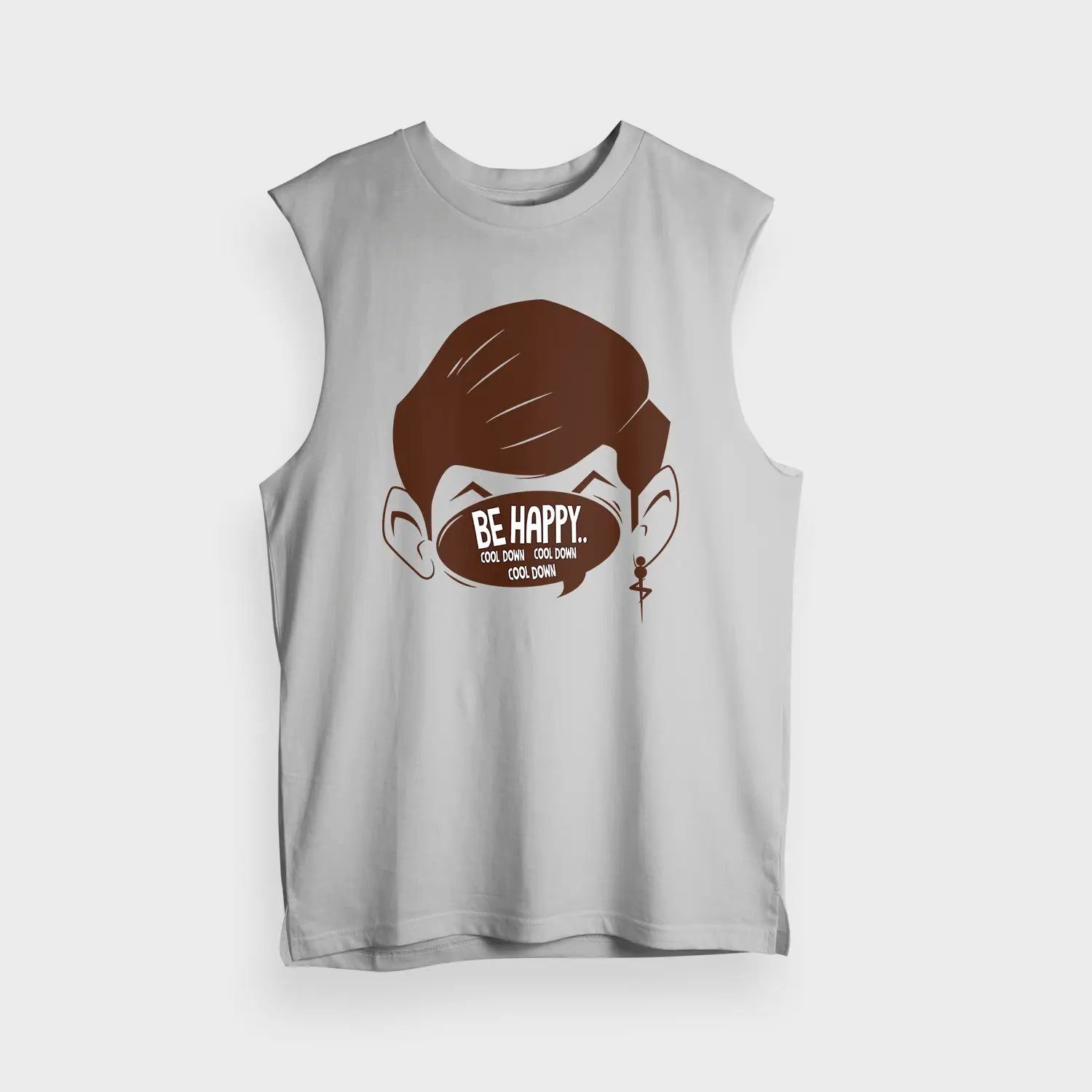 Be Happy Cool Down Cool Down Cool Down Men/Unisex Tank Top in Grey Melange Color