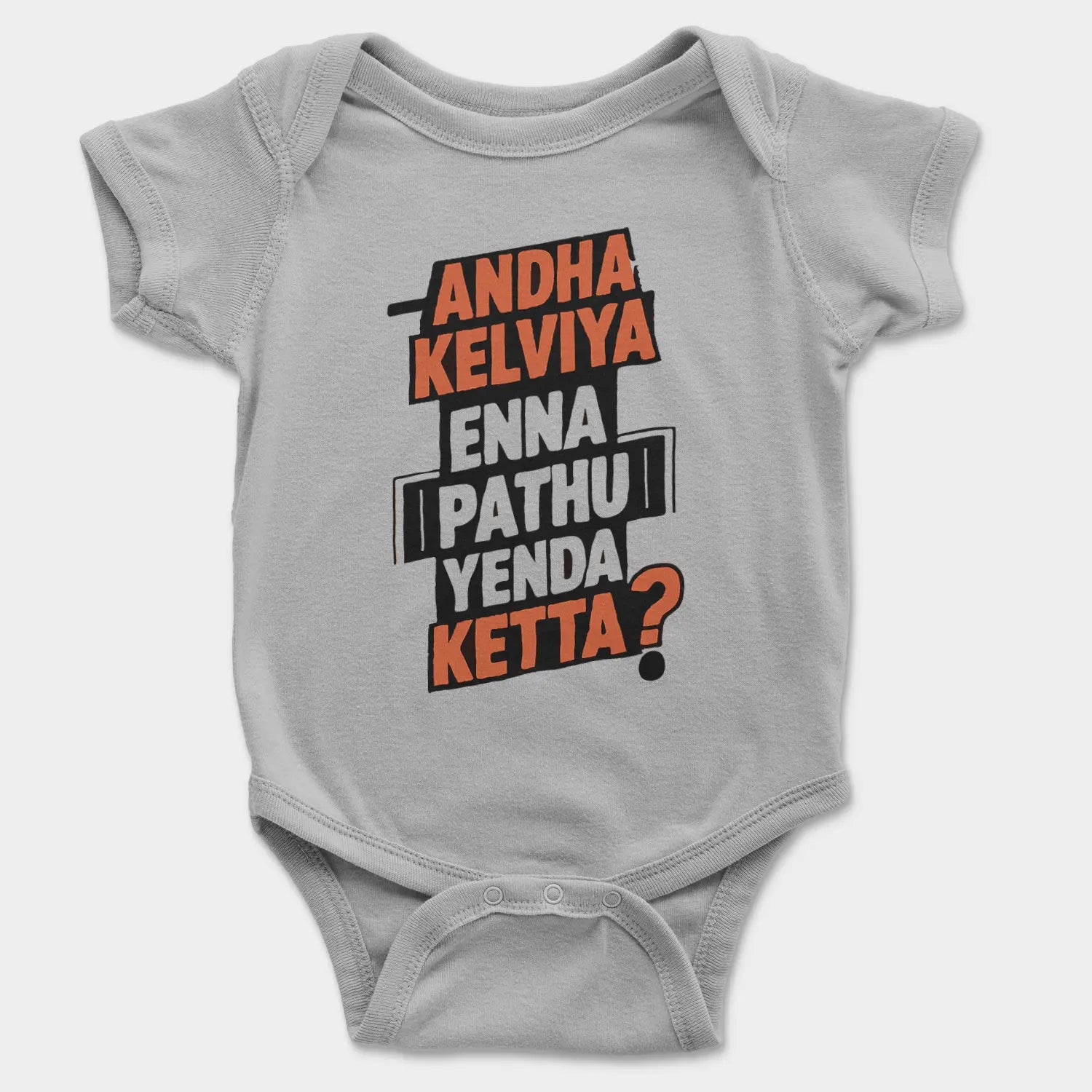 Andha Kelviya Enna Pathu Yenda Ketta Onesie/Romper in Grey Melange Color