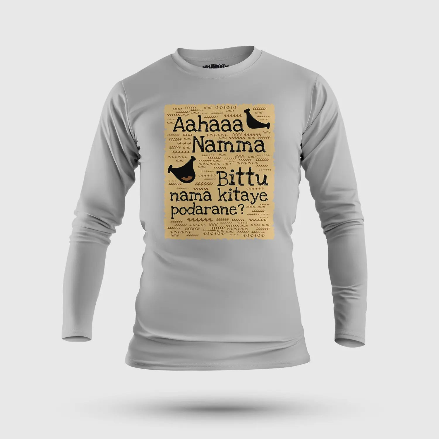 Aahaaa Namma Bittu Nama Kitaye Podarane Men/Unisex Long Sleeve T-Shirt in Grey Melange Color