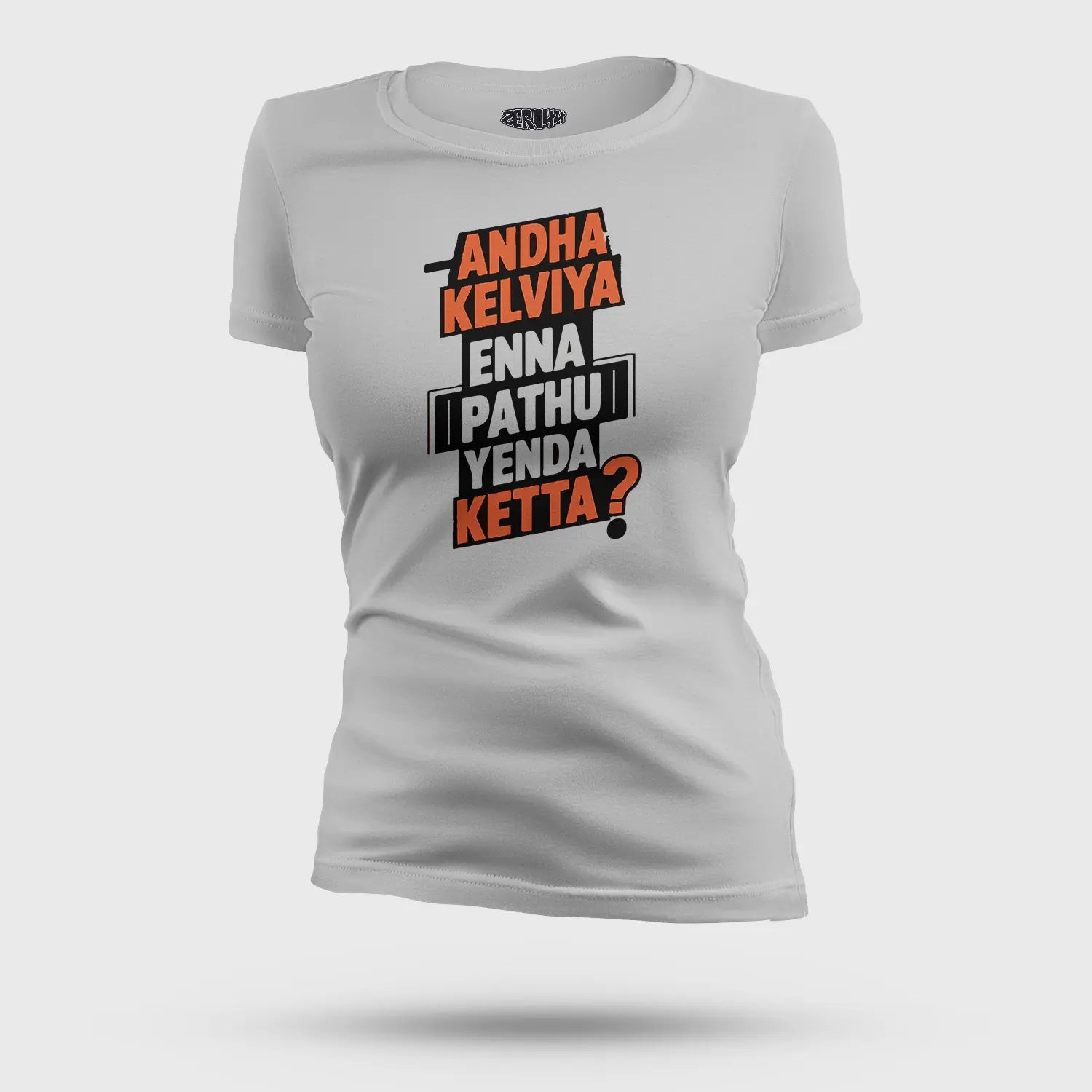 Andha Kelviya Enna Pathu Yenda Ketta Women's T-Shirt in Grey Melange Color