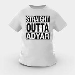 Straight Outta Adyar Girls Round Neck T-Shirt in Grey Melange Color
