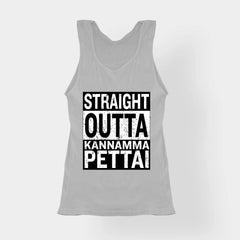 Straight Outta Kannamma Pettai Women's Tank Top in Grey Melange Color