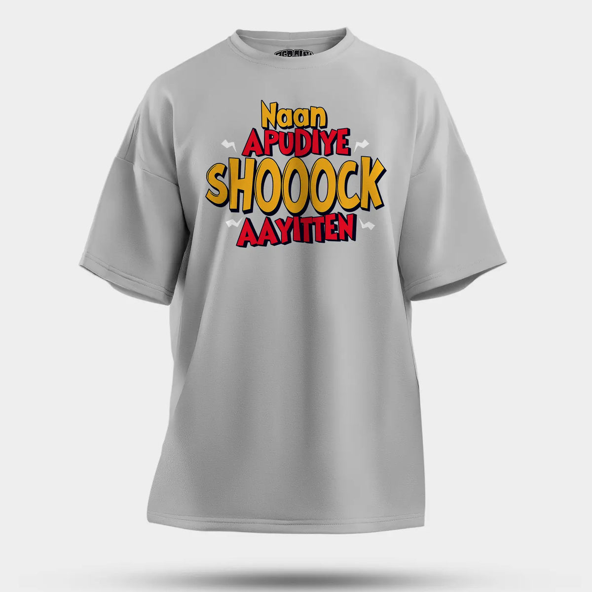 Naan Apudiye Shoooock Aayitten Men/Unisex Oversized T-Shirt in Grey Melange Color