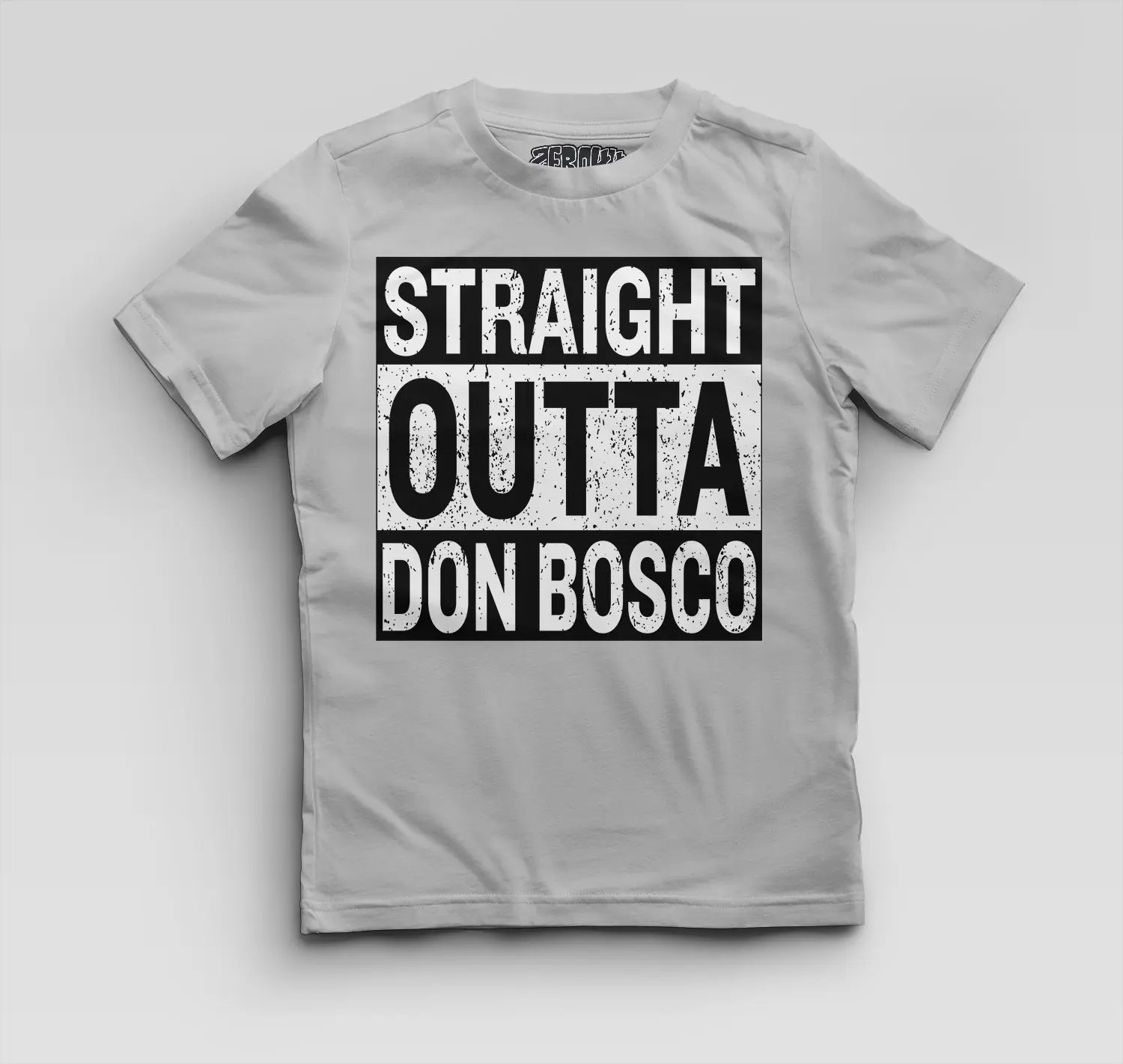 Straight Outta Don Bosco Boys Round Neck T-Shirt in Grey Melange Color